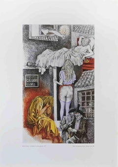 Alegorías: la visita matutina - Impresión offset vintage según Renato Guttuso - 1981