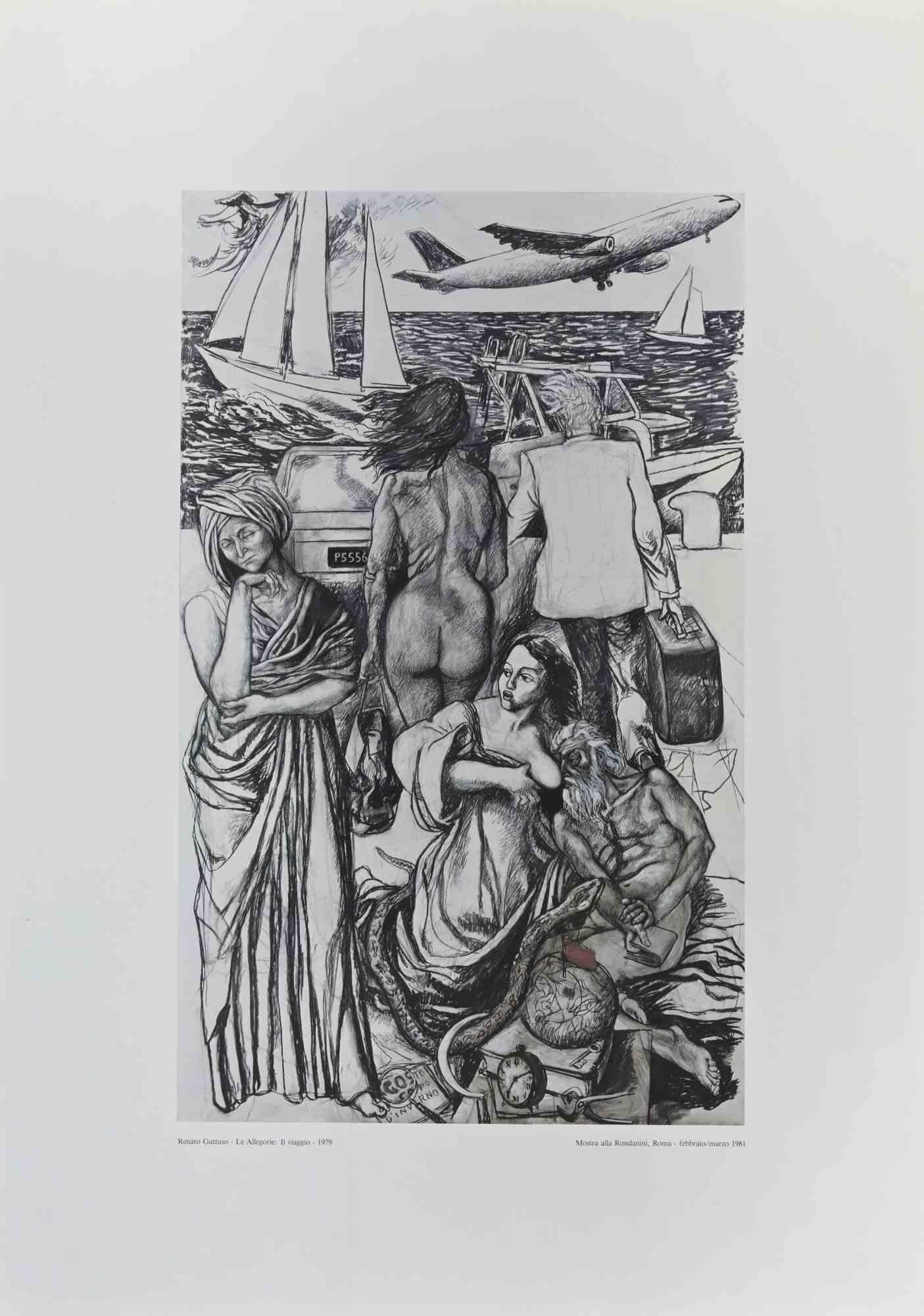 Allegorie: Il viaggio - Stampa offset vintage di Renato Guttuso - 1981