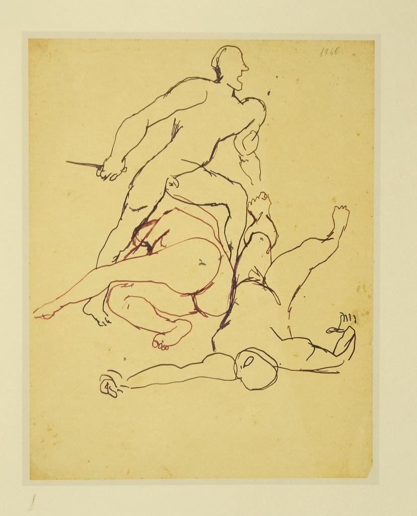 Fight est une impression offset vintage réalisée d'après un dessin de 1940 de Renato Guttuso.

La photo est en très bon état, sans signature.  Dimensions de l'image : 28.3x22,2 cm.

Renato Guttuso, né Aldo Renato Guttuso (26 décembre 1911 - 18