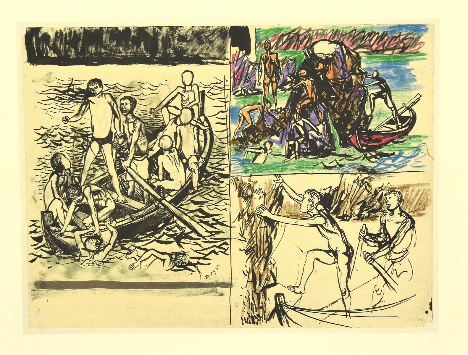 Fishermen is an offset print by the Sicilian artist Renato Guttuso, 1980s. 

Hand signed and dated on the lower margin.

Good conditions.

Renato Guttuso (Bagheria, Palermo 1912 - Rome,1987) was a famous Italian painter of the 20th Century.
Guttuso,