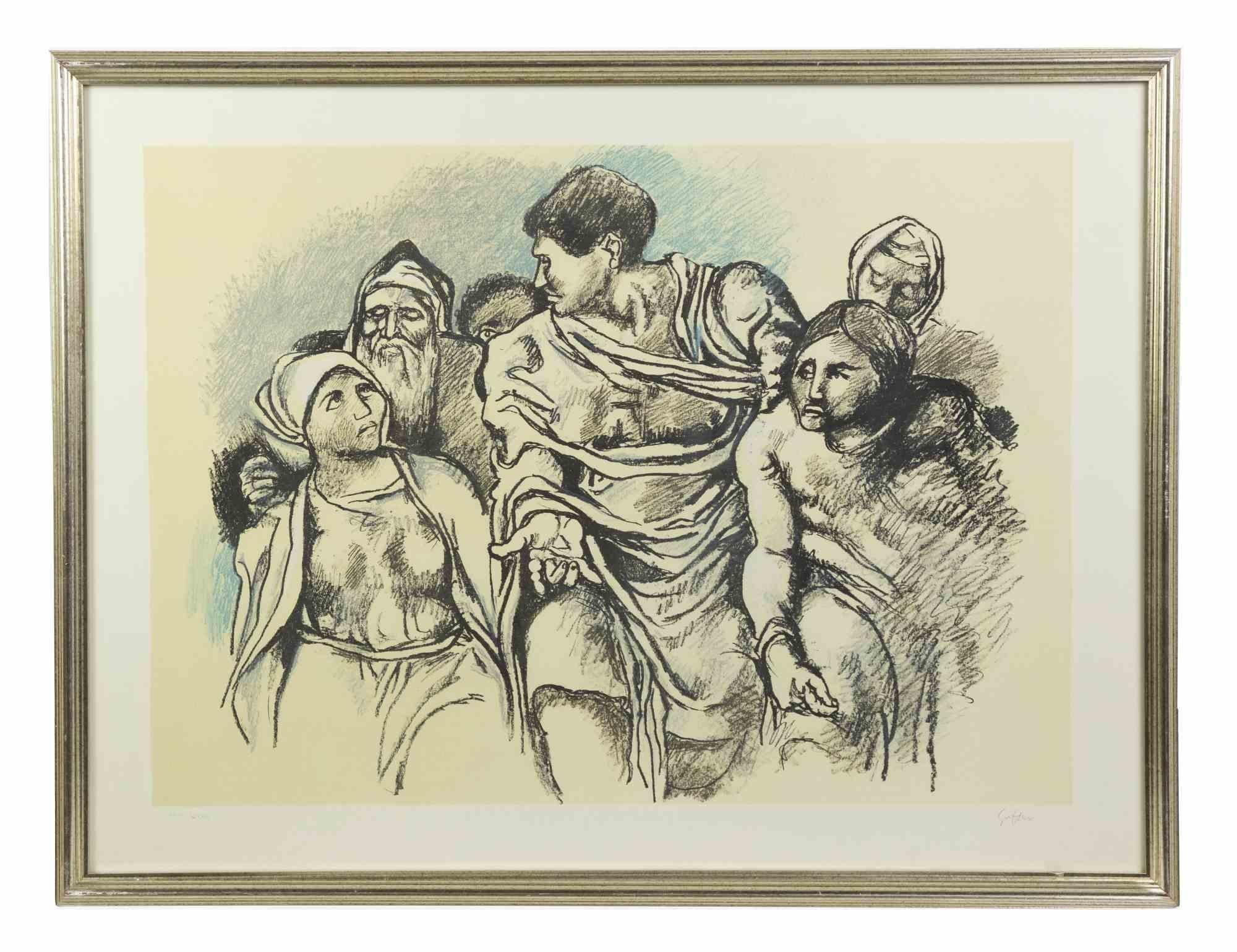 Homage to Michelangelo is an original artwork realized in 1975 by Renato Guttuso.

Mixed colored lithograph. Hand signed on the lower right margin.

Numbered on the lower left. Edition 141/200.

Edited by Buckman, Monaco.

Good conditions.

Includes