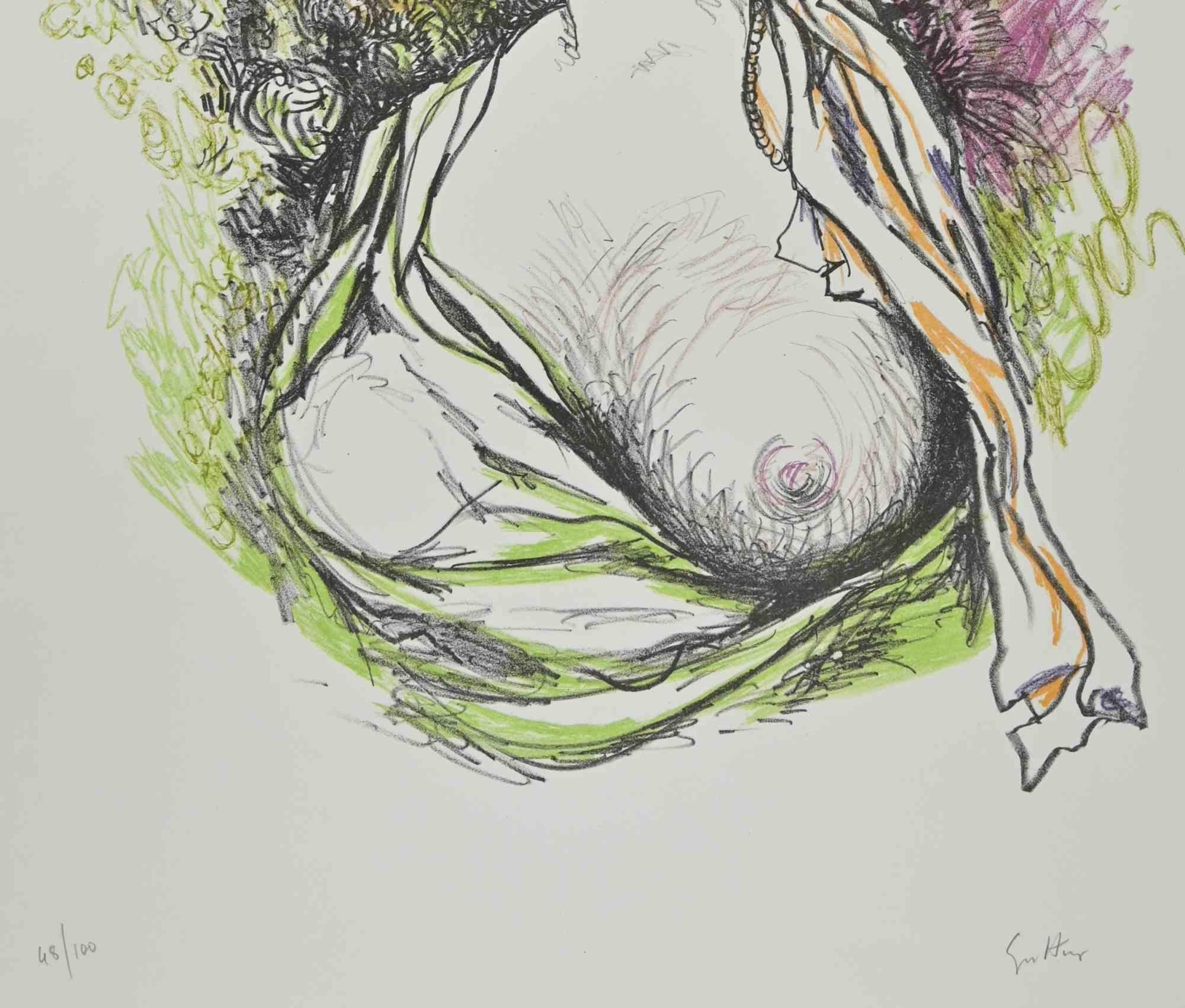 Hommage to Gustave Courbet - Lithograph by Renato Guttuso - 1980s For Sale 1