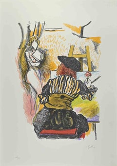 Hommage to Jan Vermeer - Lithograph by Renato Guttuso - 1980s