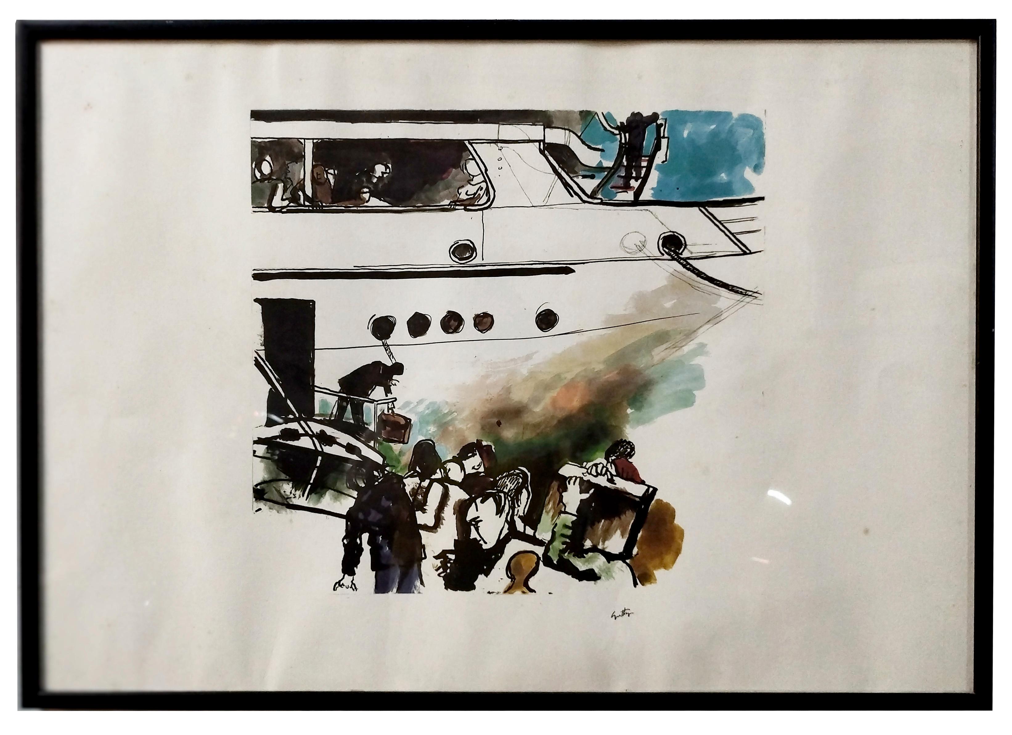 Lithograph  of  Renato Guttuso signed It is part of the collection "Renato Guttuso drawings 1938-1972."

Published in a limited edition in 1972 by Officine Grafiche Elli & Pagani. Reproductions are by Colorlito of Milan, binding by Salvatore Tonti