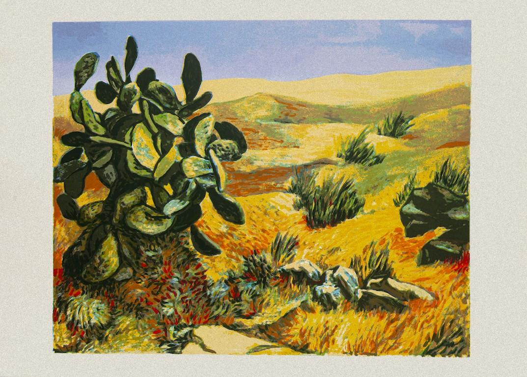 Landscape is a mixed color screen print by the Sicilian artist Renato Guttuso in 1980.

Sheet dimension:50 x 69.

Good conditions except for a fold on the lower margin.

Renato Guttuso (Bagheria, Palermo 1912 - Rome,1987) was a famous Italian