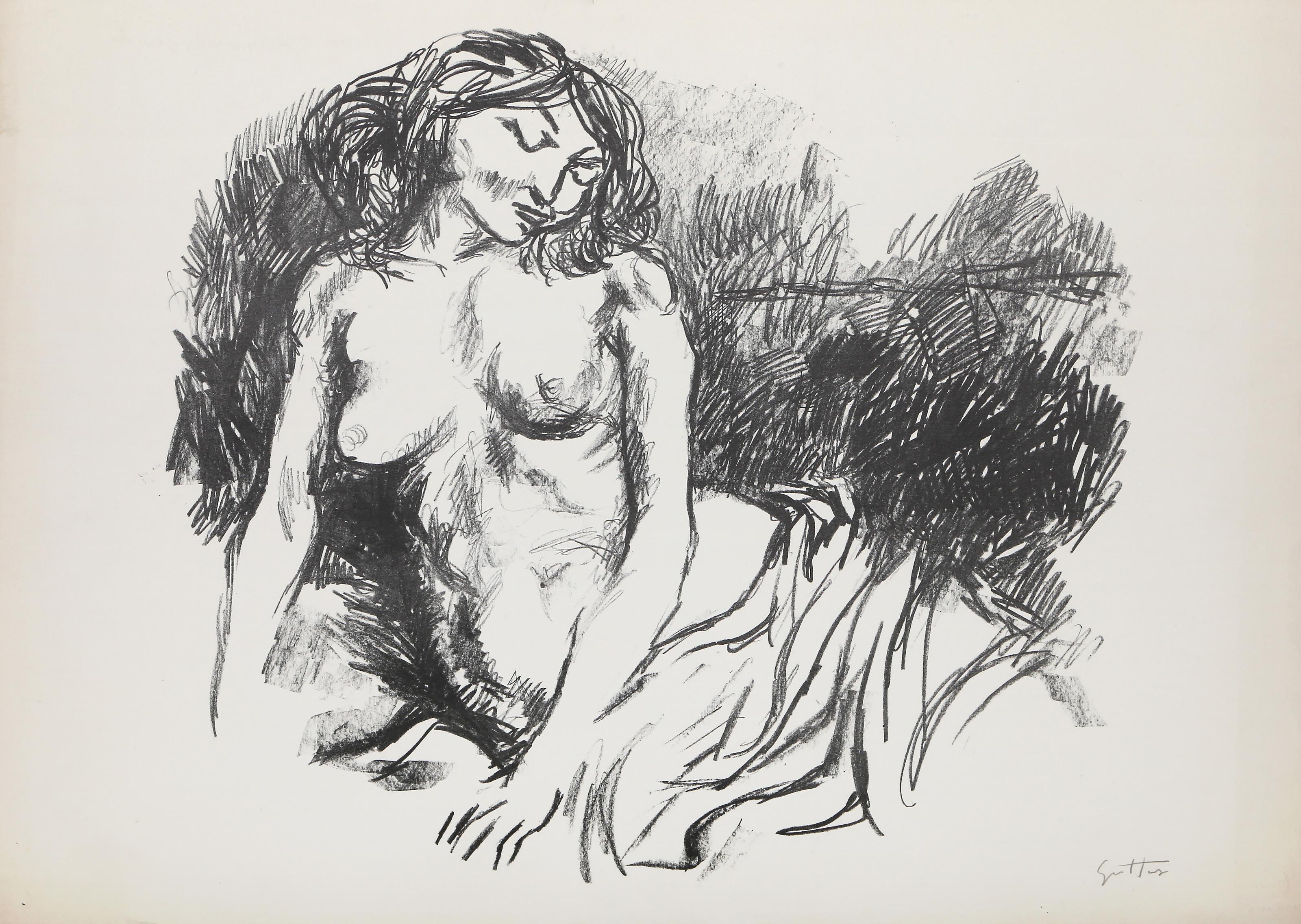 Femme nue, lithographie moderne de Renato Guttuso