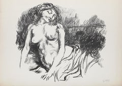 Mujer desnuda, litografía moderna de Renato Guttuso