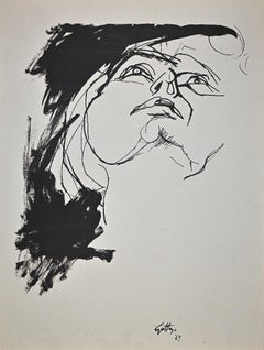 Portrait of Woman - Vintage Offset Print by Renato Guttuso - 1963