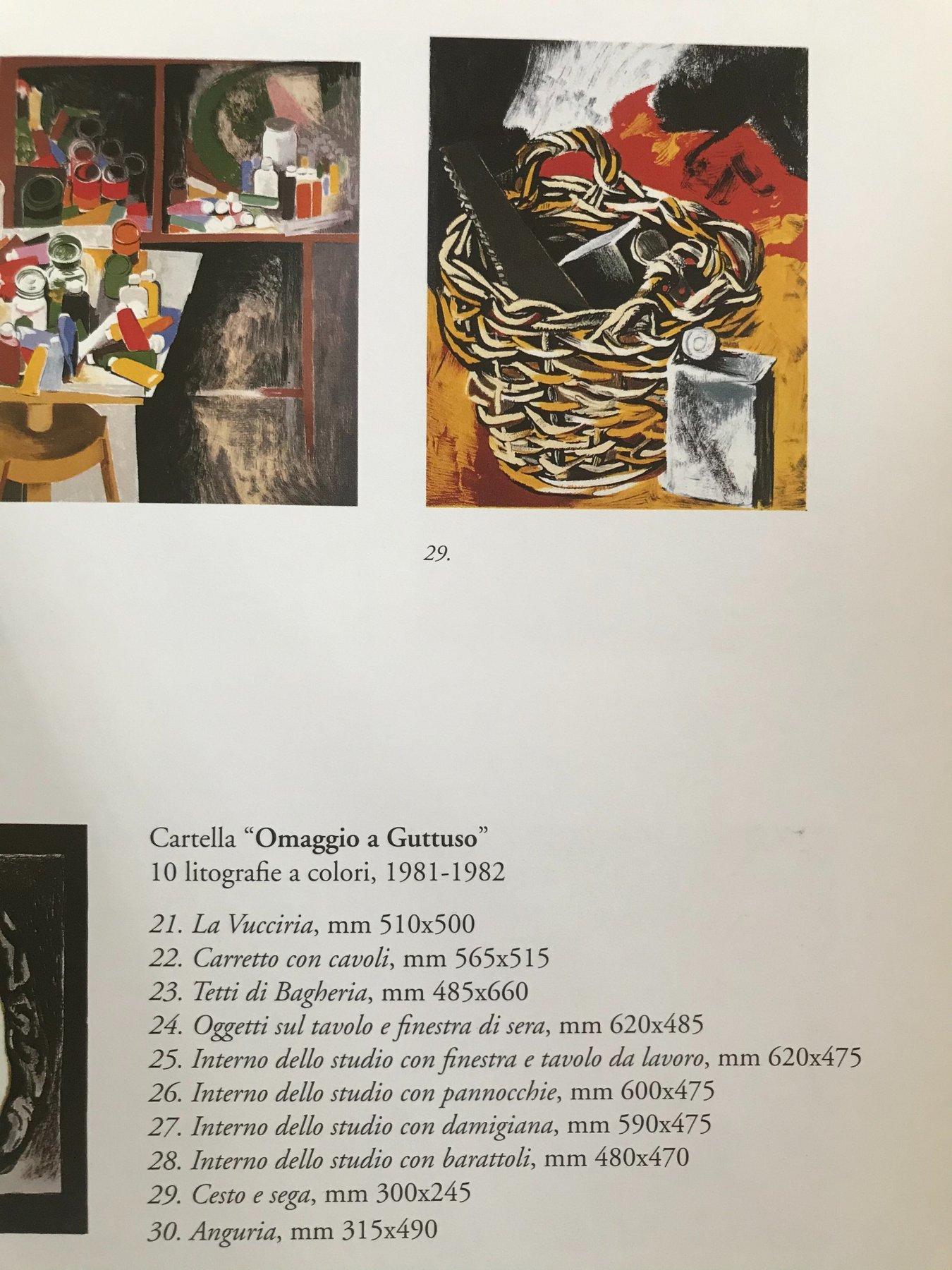 Renato Guttuso (1912-1987)- Oggetti sul tavolo e finestra di sera- litografía en venta 3
