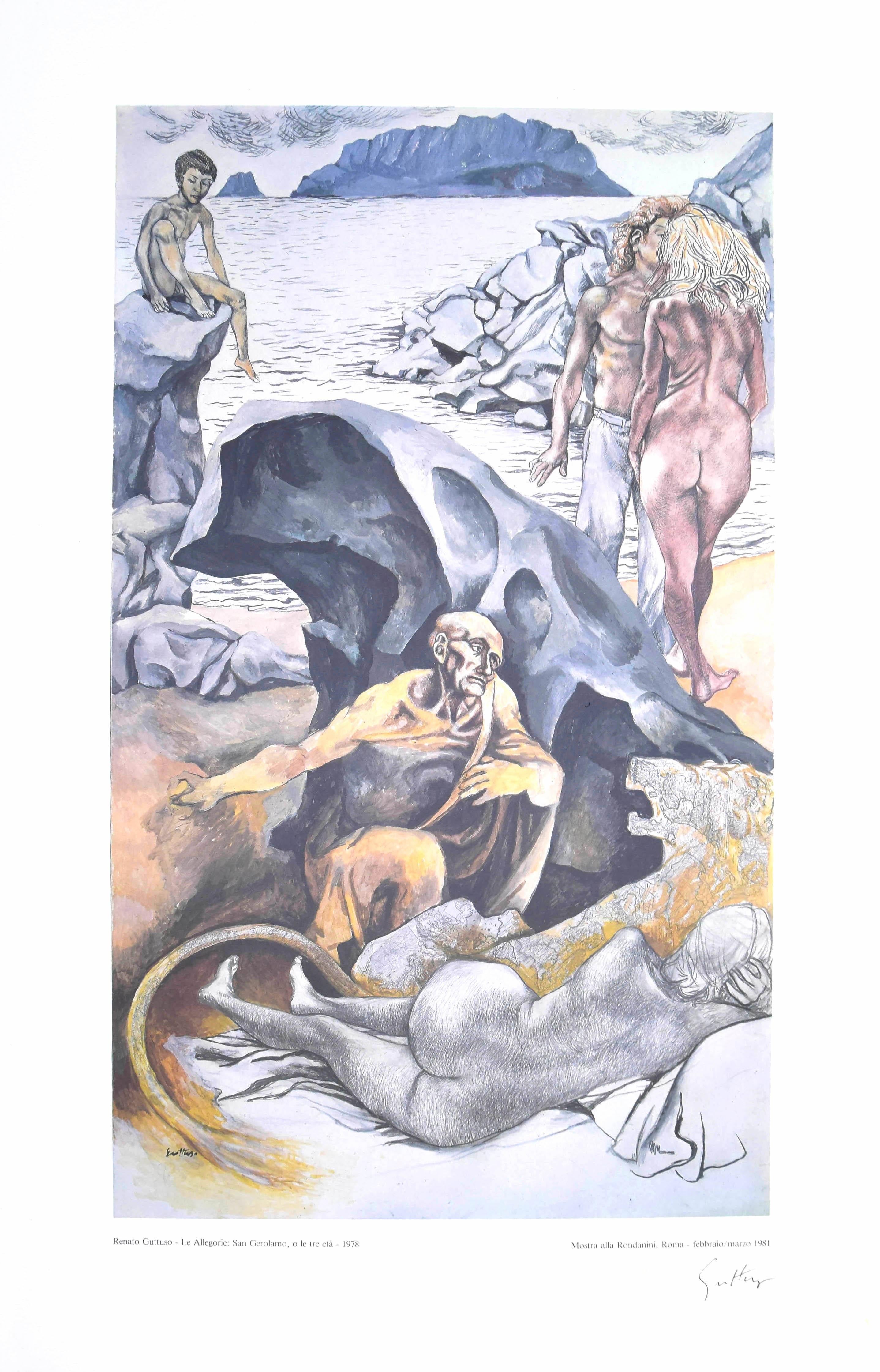 Saint Jerome oder das Dreialter – von – Vintage Offsetplakat, handsigniert – 1981