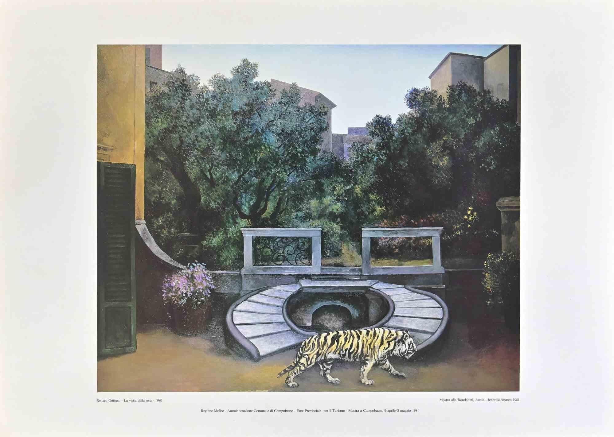 vintage poster realized by the Italian artist  Renato Guttuso  (Bagheria, 1911 – Rome, 1987) in  1981

Original Colored Offset on paper. 

The artwork was realized on the occasion of the exhibition realized in 1981 at Galleria Rondanini in Rome.
