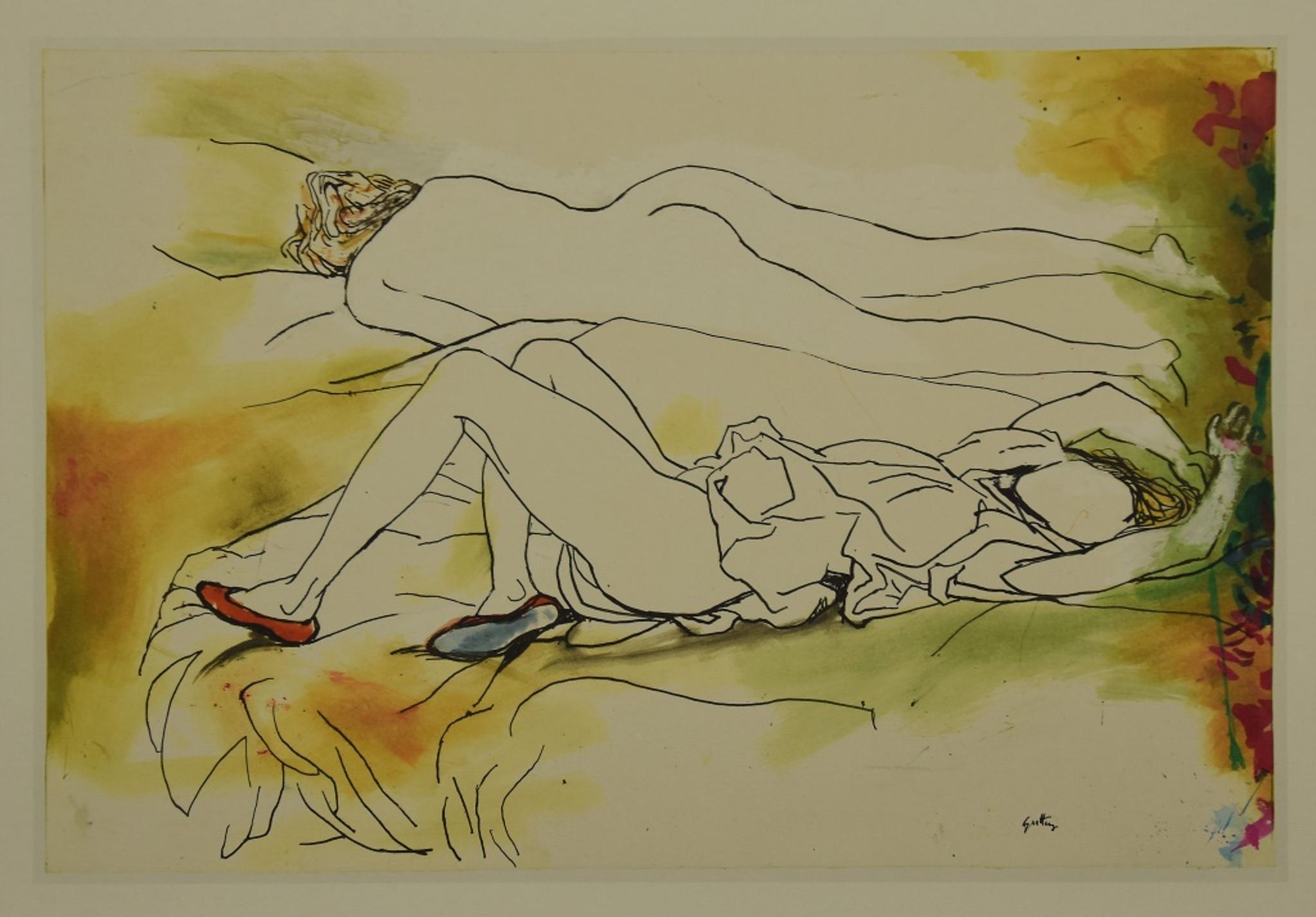 Woman Lying - Vintage Offset Print after Renato Guttuso - Late 20th Century