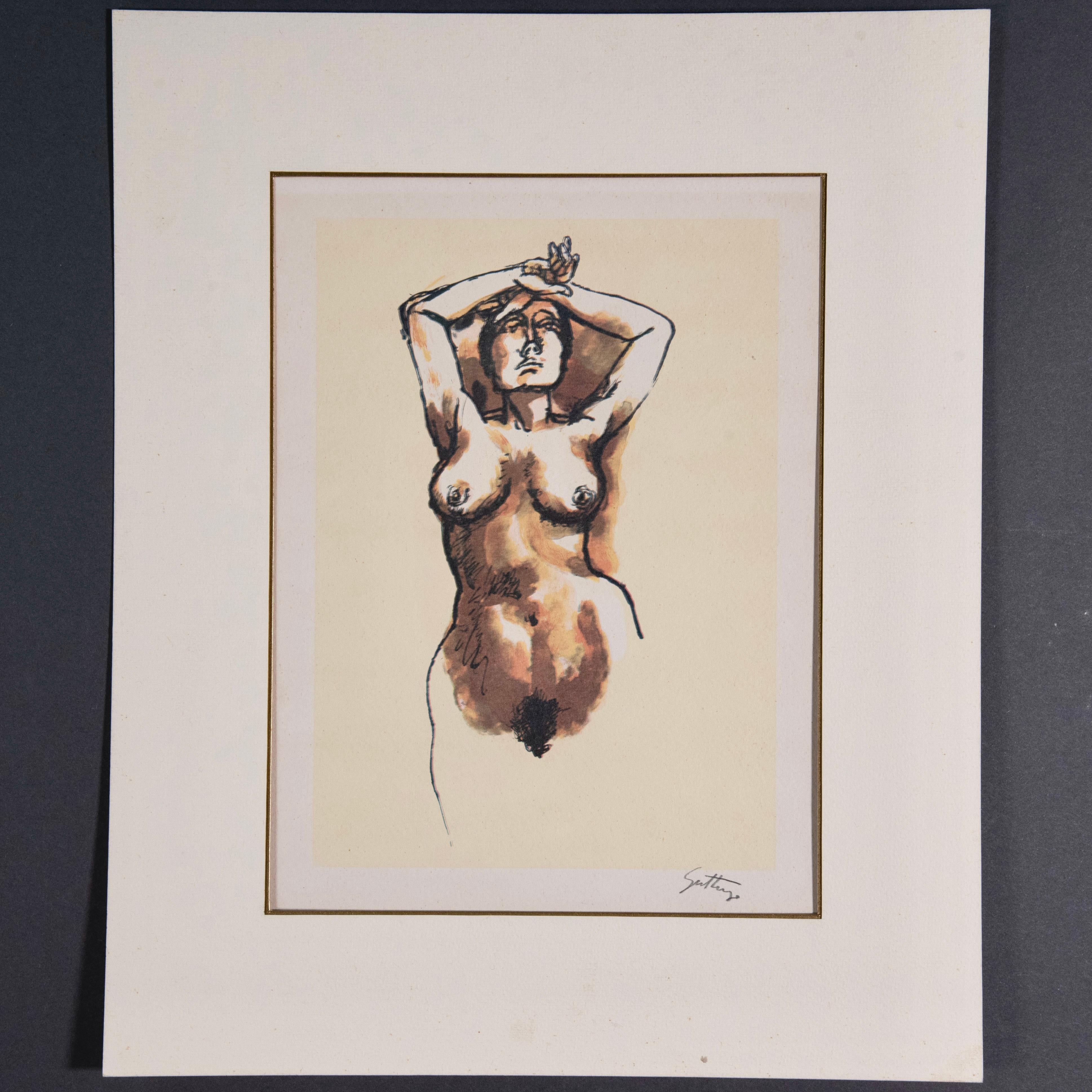 Renato Guttuso Signed and Colored Nude Etching For Sale 2