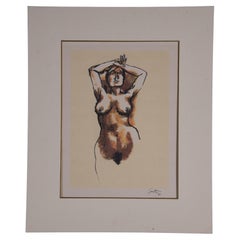 Renato Guttuso Gravure à l'eau-forte signée et coloriée sur le nu