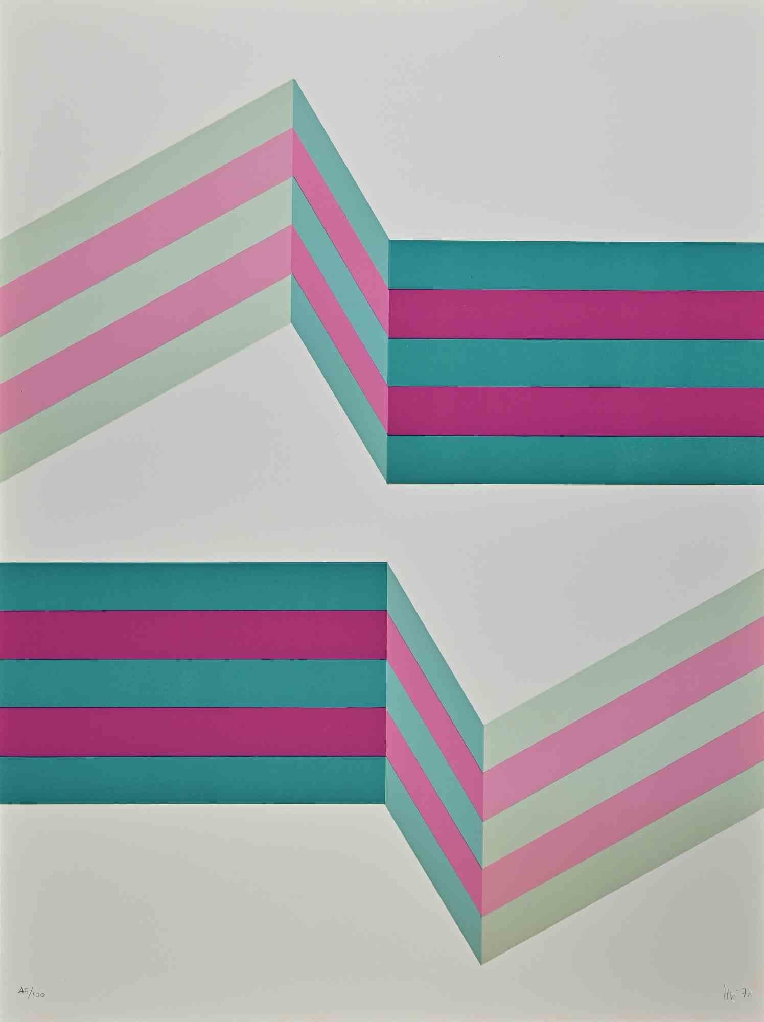 Abstract Composition is a lithograph realized by Renato Livi in 1971.

Hand-signed and dated on the lower right margin.

Numbered on the lower left margin. Edition of 100 prints

Good conditions.

Abstract composition on the tones of green and pink,
