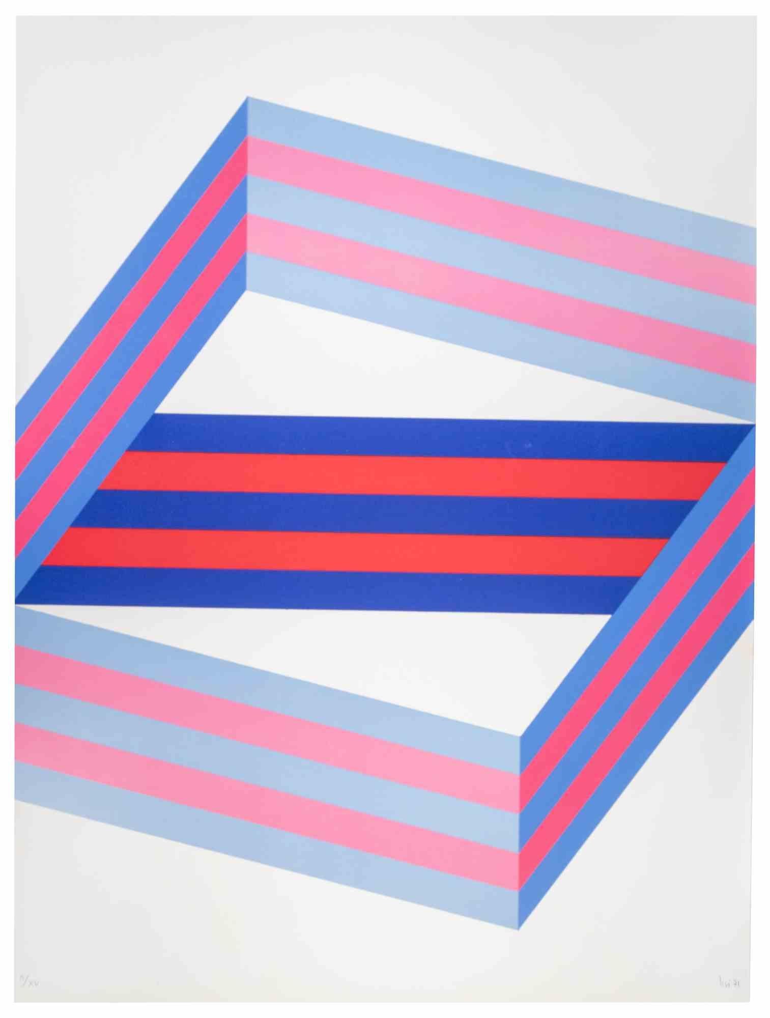 Perspective is a lithograph realized by Renato Livi in 1971.

Hand-signed and dated on the lower right margin.

Numbered on the lower left margin. Edition II/XV

Abstract composition on the tones of blue and pink, harmoniously realised by mastery of