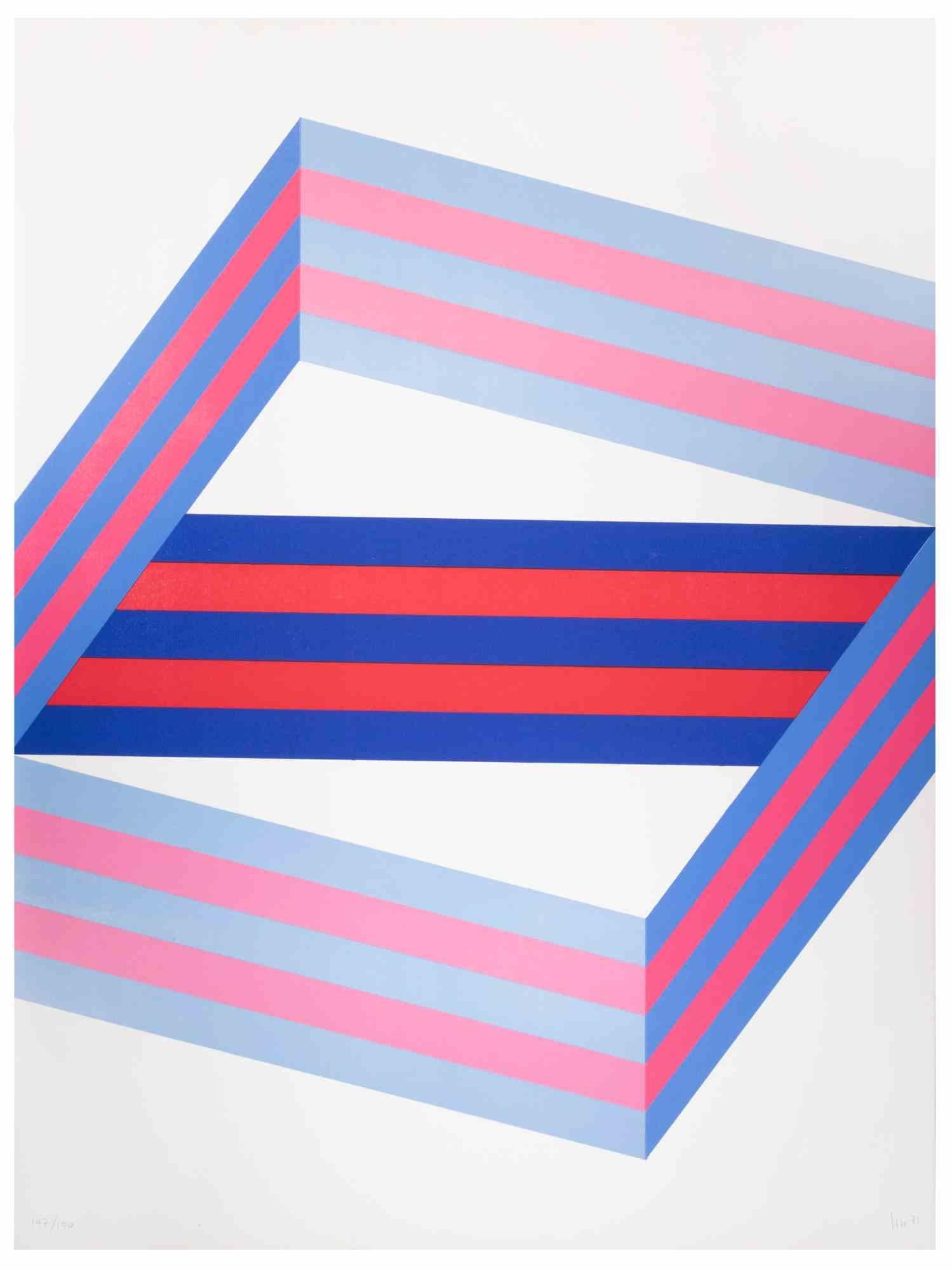 Perspective is a lithograph realized by Renato Livi in 1971.

Hand-signed and dated on the lower right margin.

Numbered on the lower left margin. Edition 147/150

Abstract composition on the tones of blue and pink, harmoniously realised by mastery