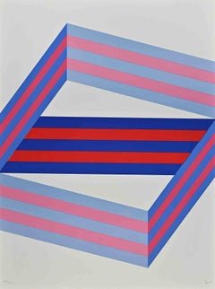 Vintage Striped Composition - Lithograph by Renato Livi - 1971