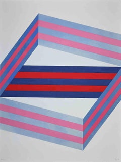Vintage Striped Composition - Lithograph by Renato Livi  - 1971