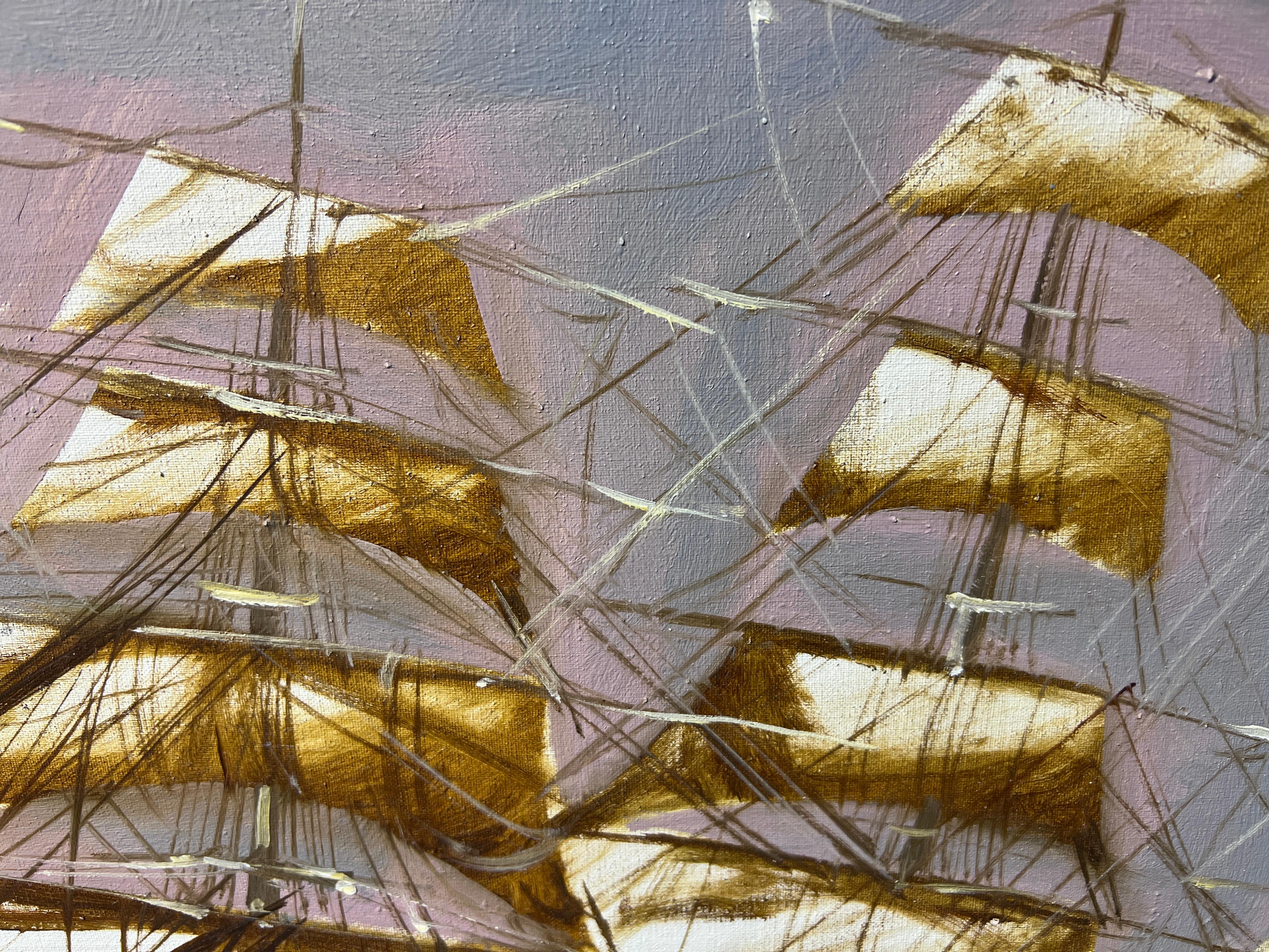 Cotizado Artista italiano Renato Longanesi Gran óleo sobre lienzo Barco clíper 9