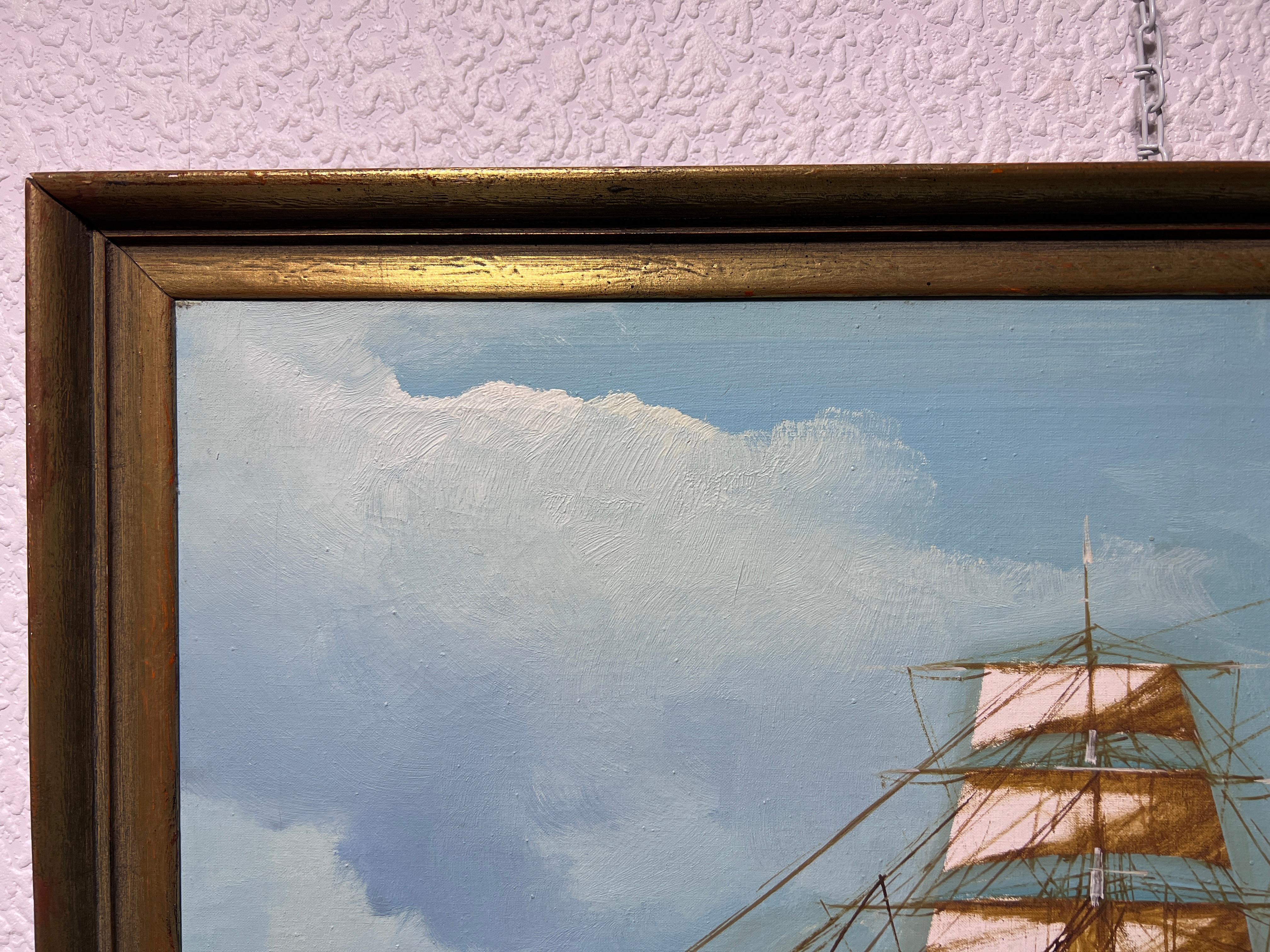 Grande peinture à l'huile sur toile Clipper ship de l'artiste italien Renato Longanesi répertorié en vente 9