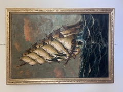 Listed Italian Artist Renato Longanesi Large oil painting on canvas Clipper ship