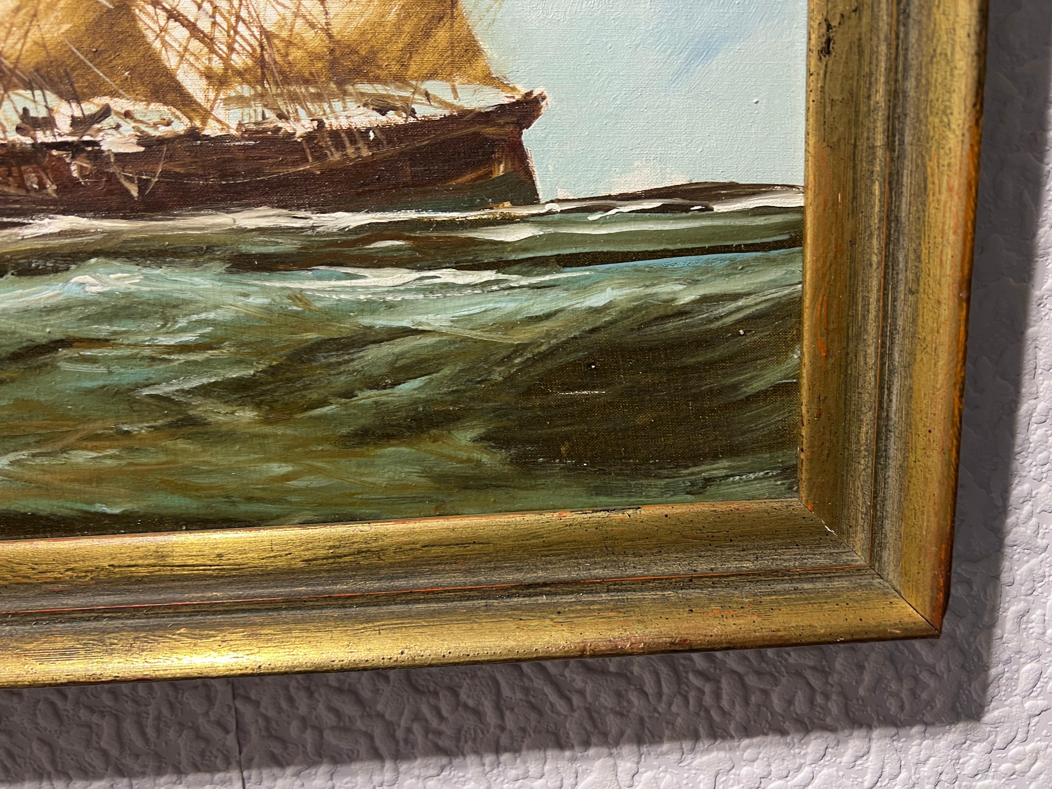 Grande peinture à l'huile sur toile Clipper ship de l'artiste italien Renato Longanesi répertorié en vente 4