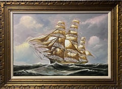 Listed Italian Artist Renato Longanesi Large oil painting on canvas Clipper ship