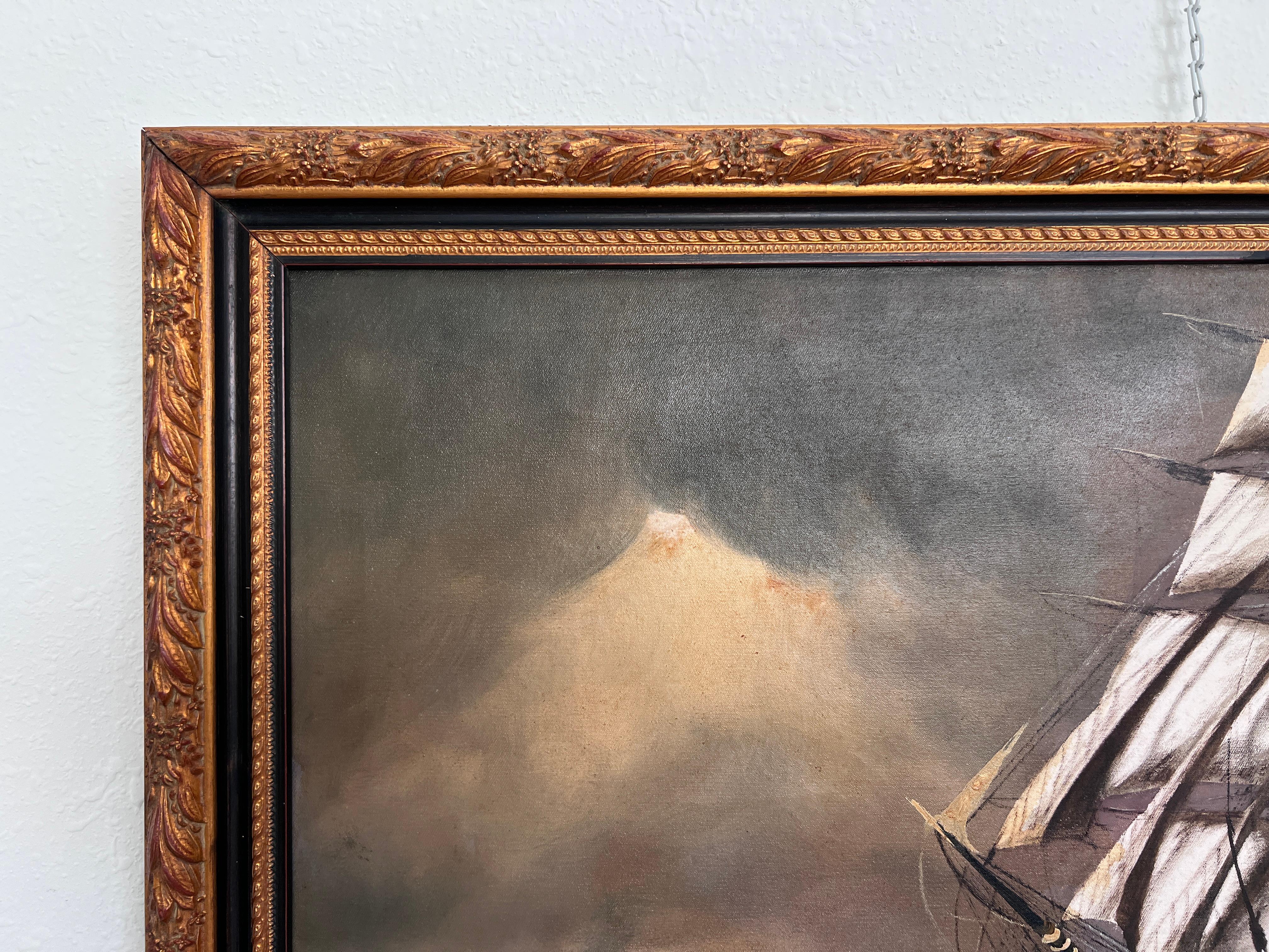 Renato Longanesi - Original Vintage Oil Painting Clipper Ship Stormy Sea Framed For Sale 5