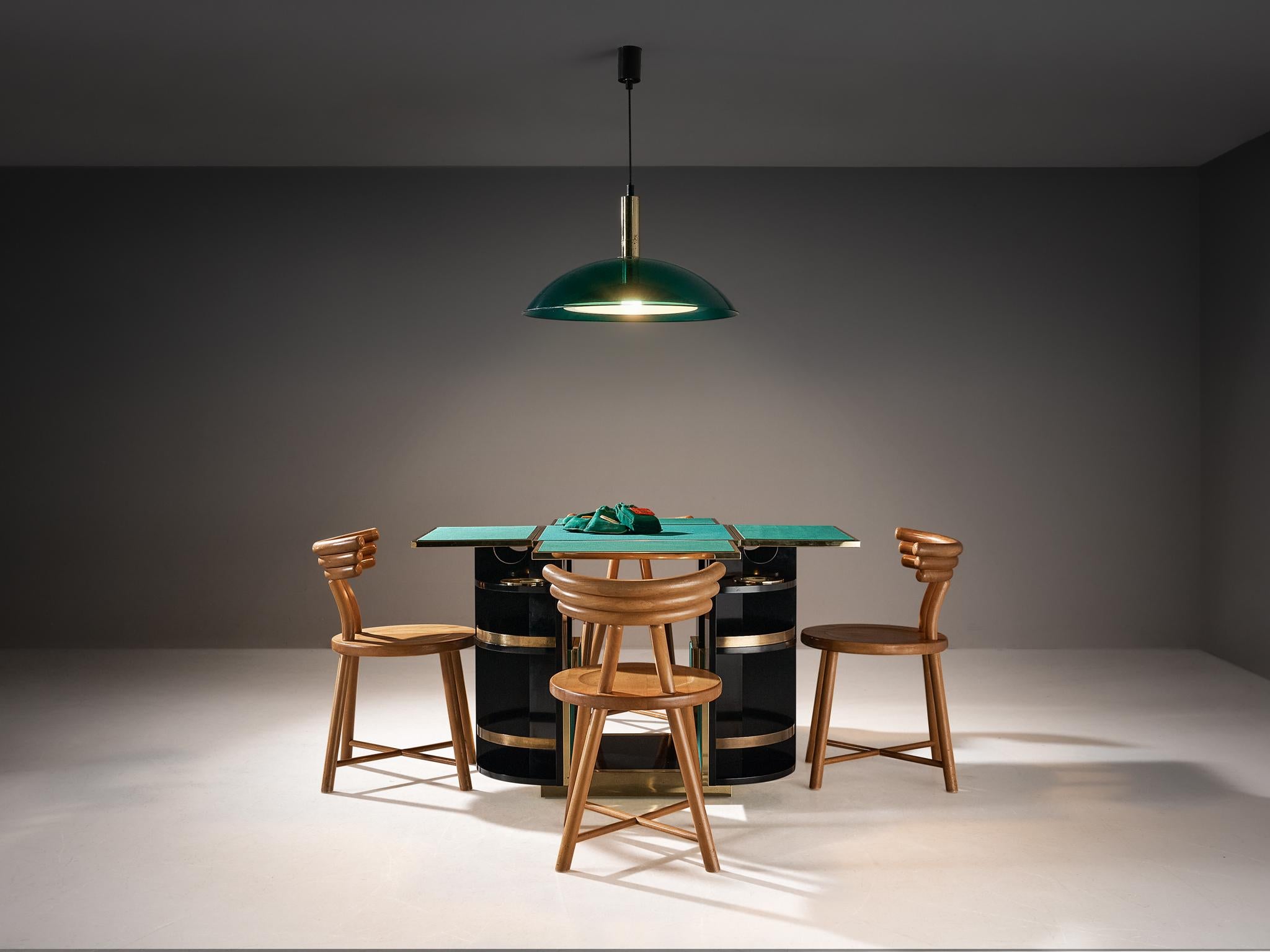 Post-Modern Renato Meneghetti 'Cubo' Folding Game Table Set with Pendant and Chairs