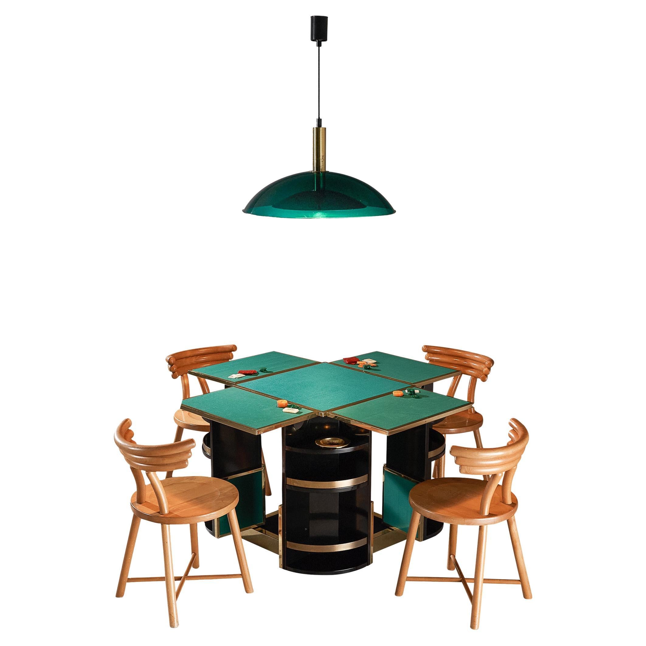 Renato Meneghetti 'Cubo' Folding Game Table Set with Pendant and Chairs