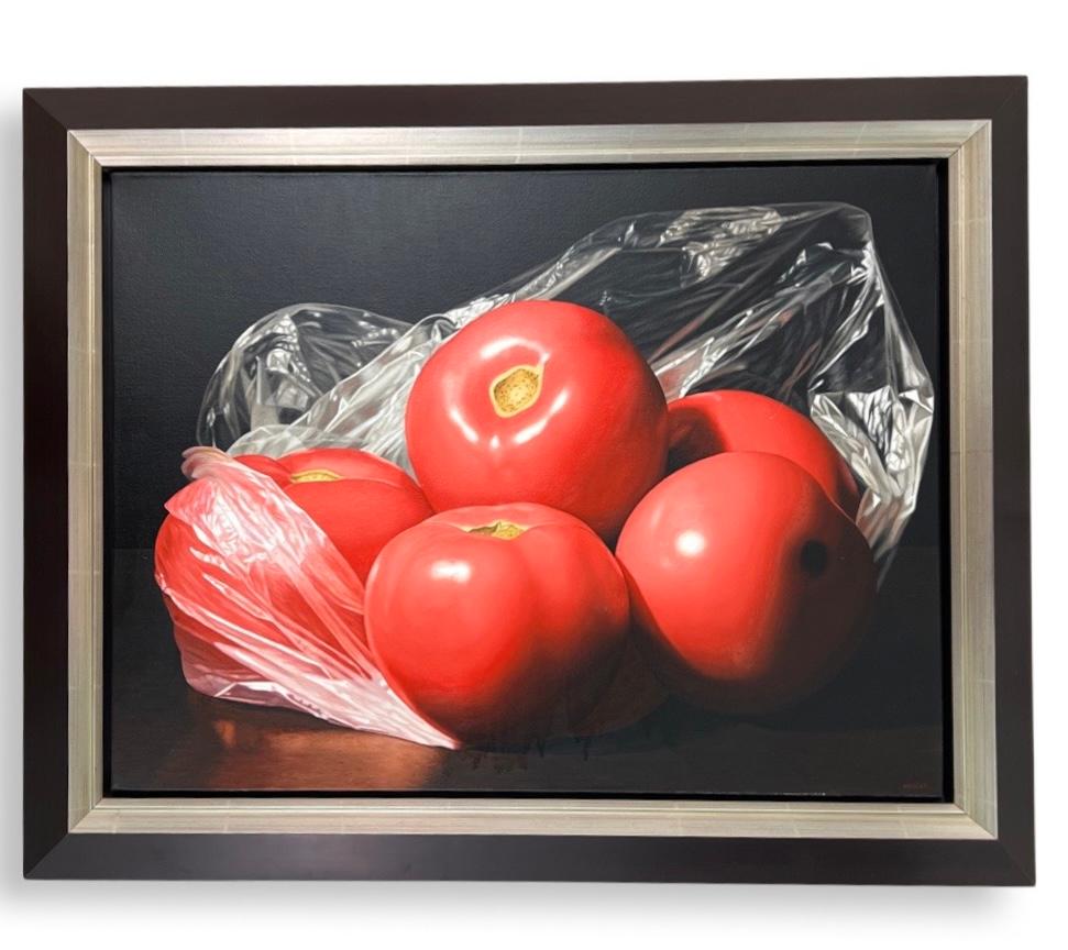 Renato Meziat Still-Life Painting - "Tomatoes and Plastic"