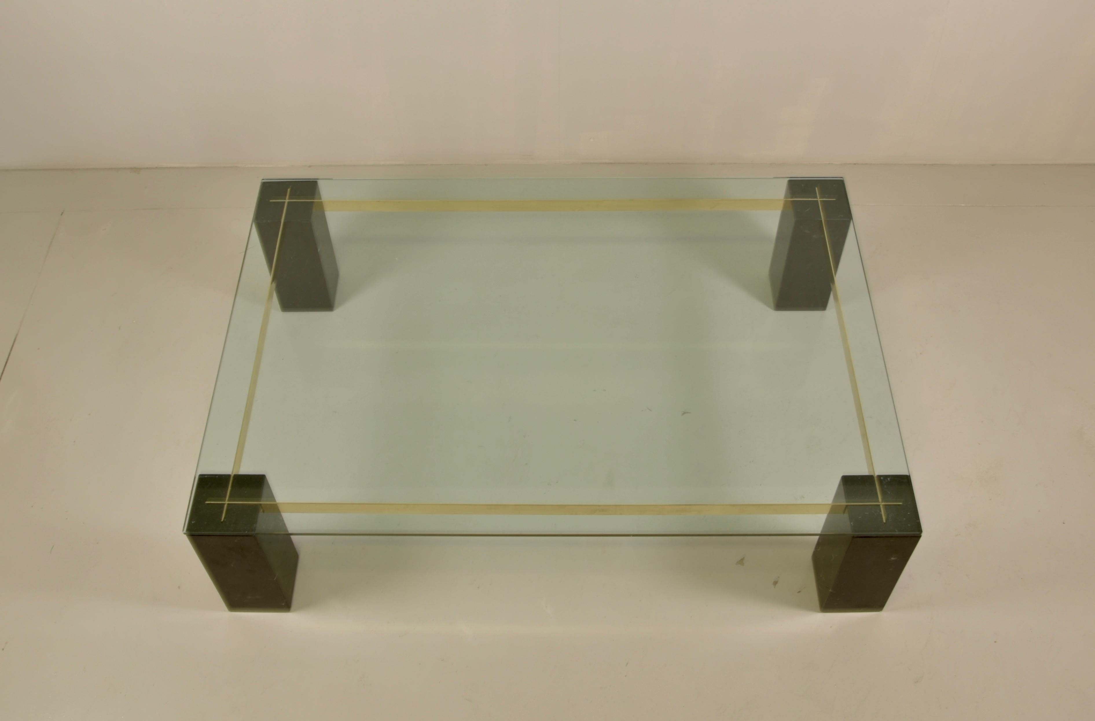 Renato Polidori for Skipper Rare Glass and Marble Coffee Table For Sale 11