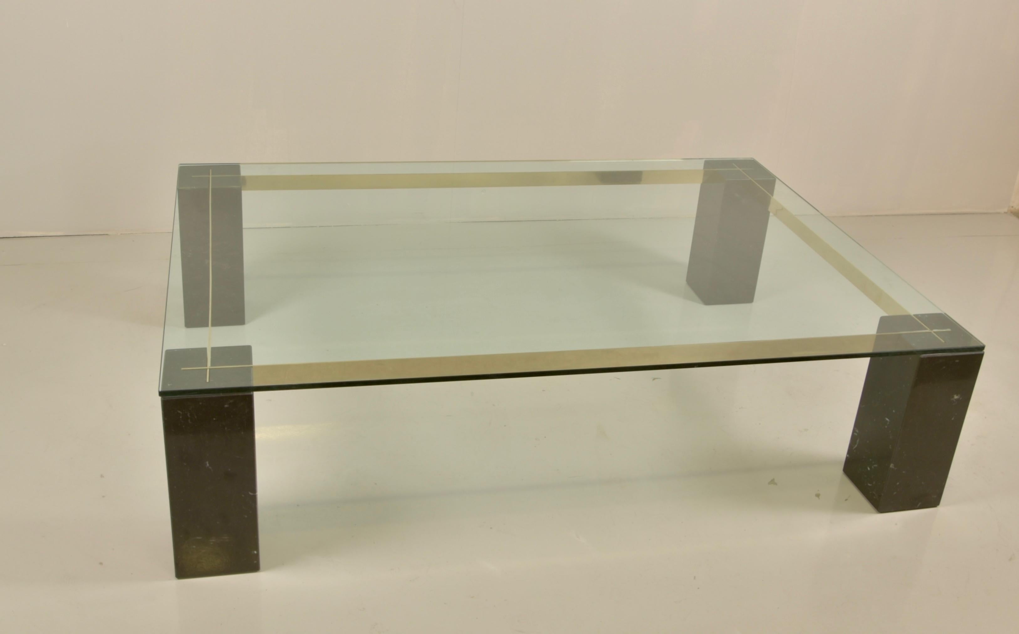 Mid-Century Modern Renato Polidori for Skipper Rare Glass and Marble Coffee Table For Sale