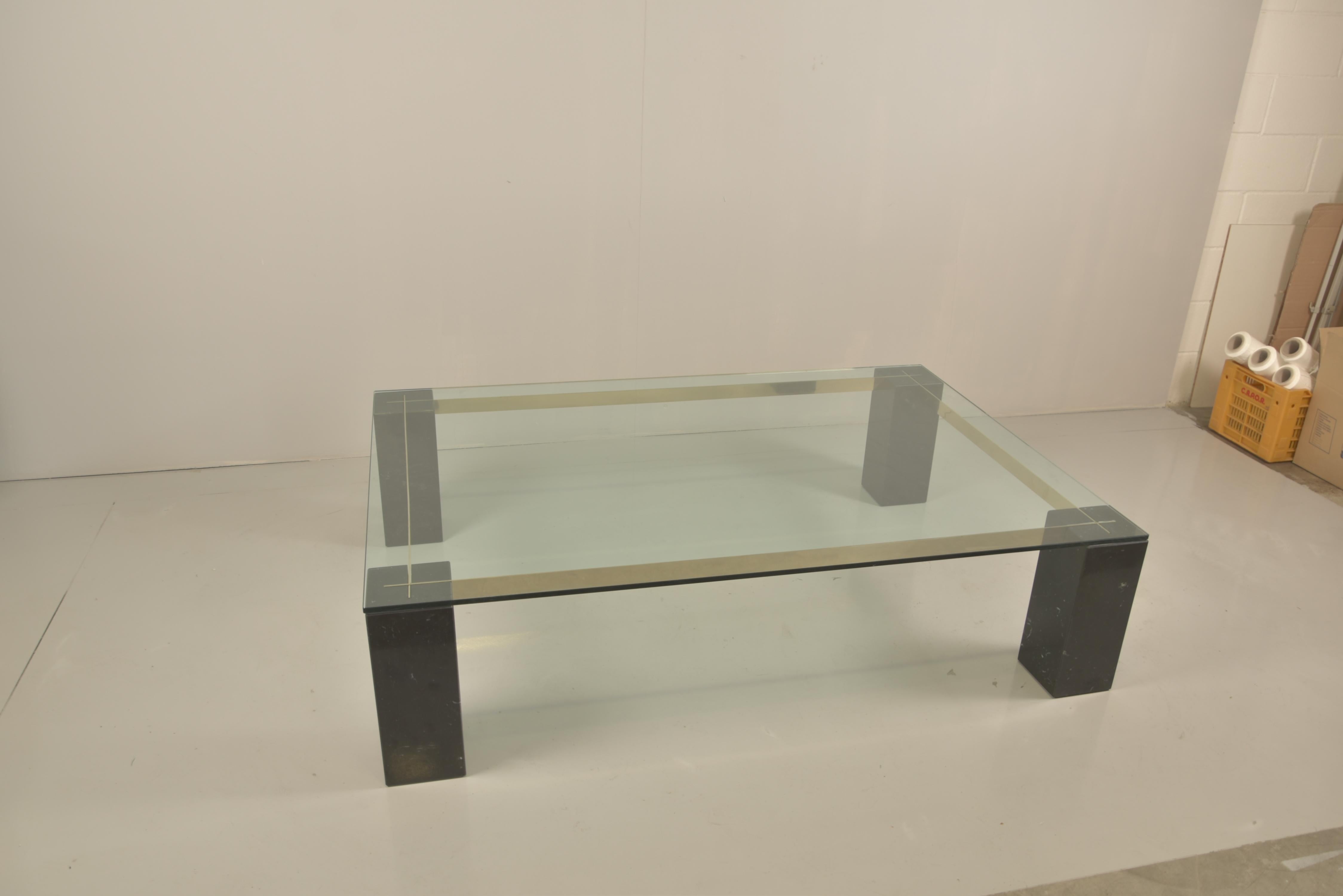 Italian Renato Polidori for Skipper Rare Glass and Marble Coffee Table For Sale