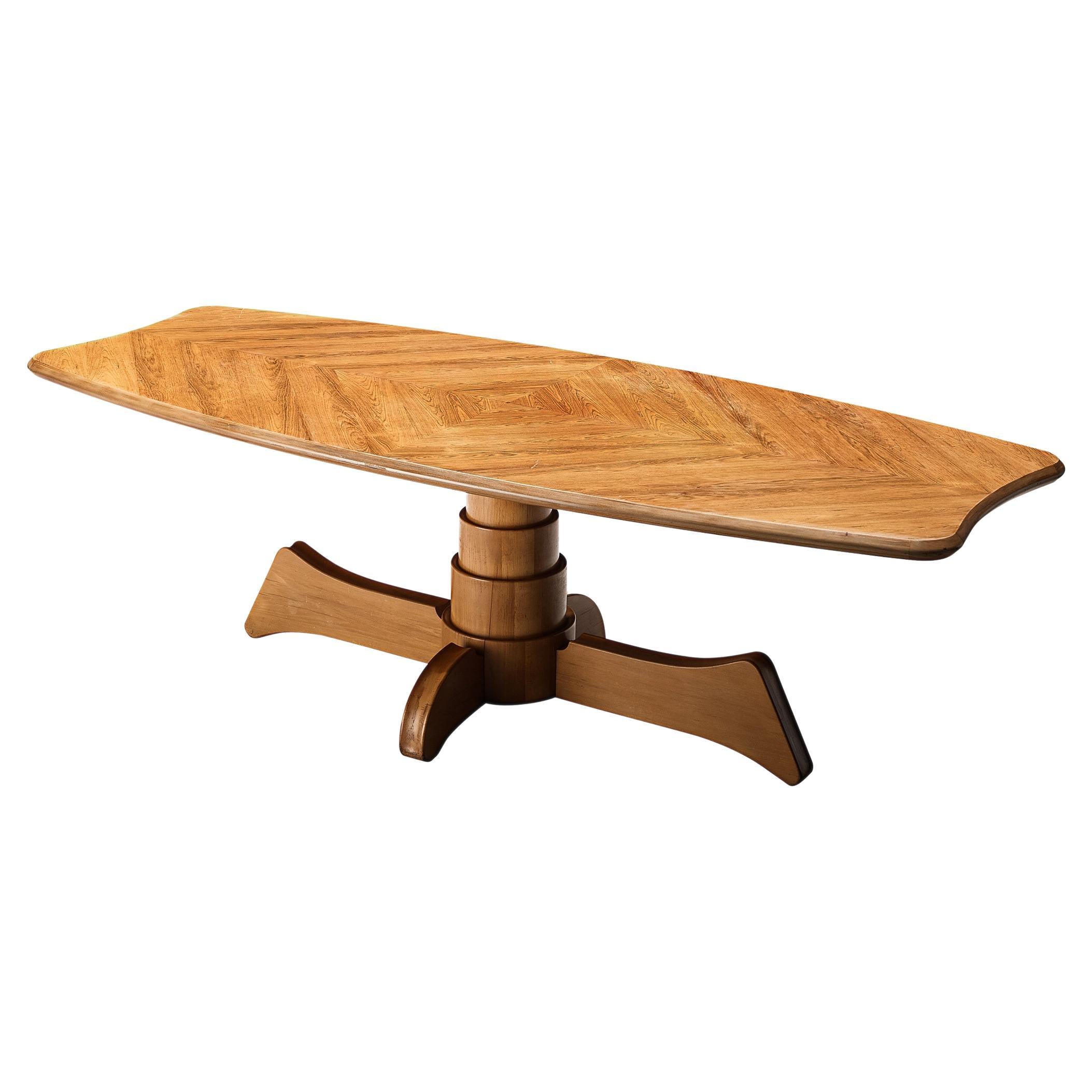 Renato e Roberto Madurini Dining Table with Inlayed Top and Sculptural Base 