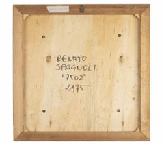 7502 Opera d'arte in tecnica mista, stile astratto, firmata, 1975, incorniciata