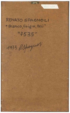 7535 Opera d'arte in tecnica mista, stile astratto, firmata, 1975, incorniciata
