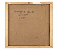 7542 Opera d'arte in tecnica mista, stile astratto, firmata, 1975, incorniciata