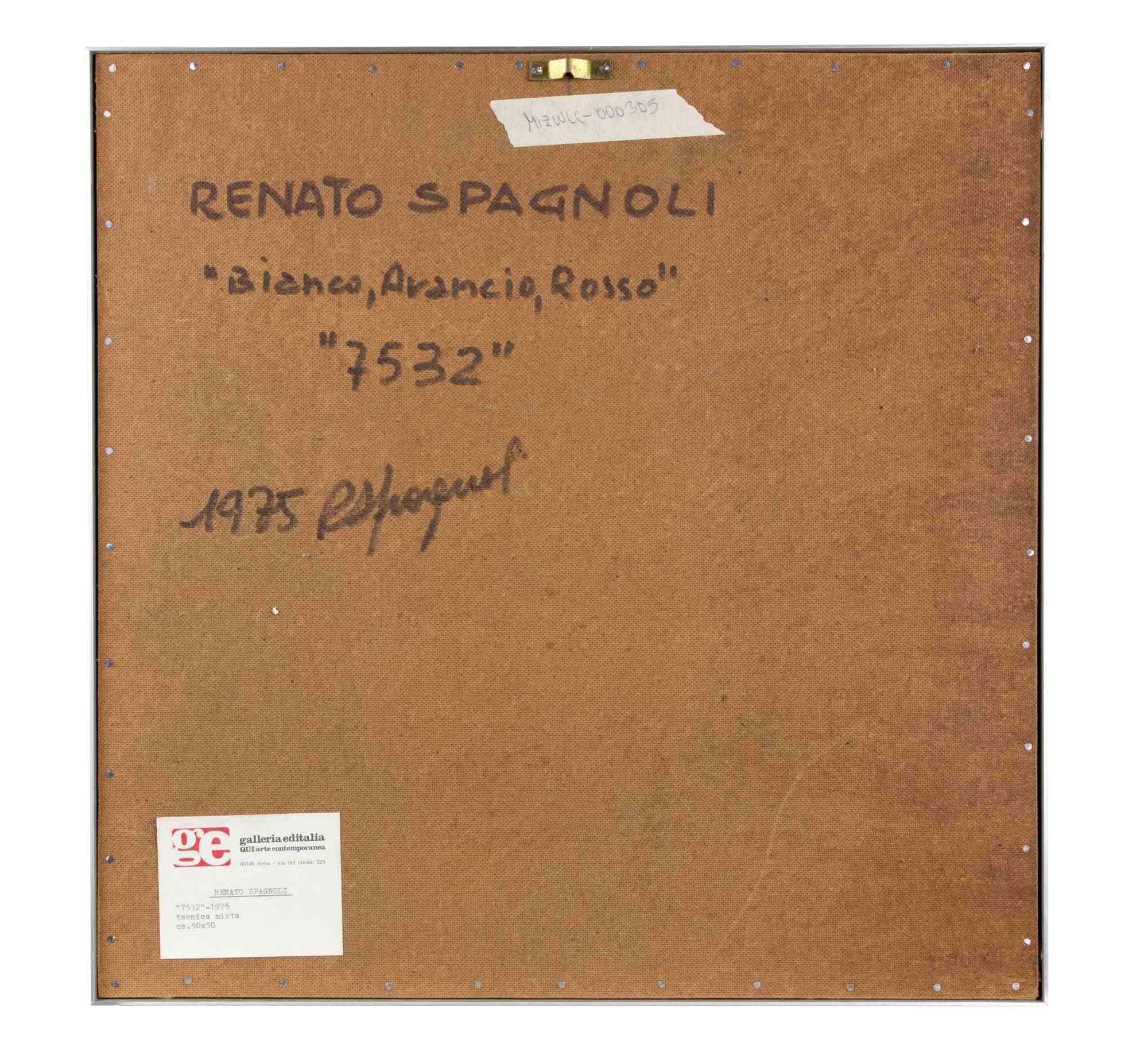 Blanco Naranja Rojo 7532 - Técnica mixta de Renato Spagnoli - 1975 en venta 1