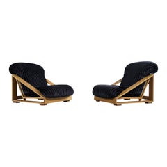 Renato Toso and Roberto Pamio, Lounge Chairs, Pine, Fabric, Italy, 1970s