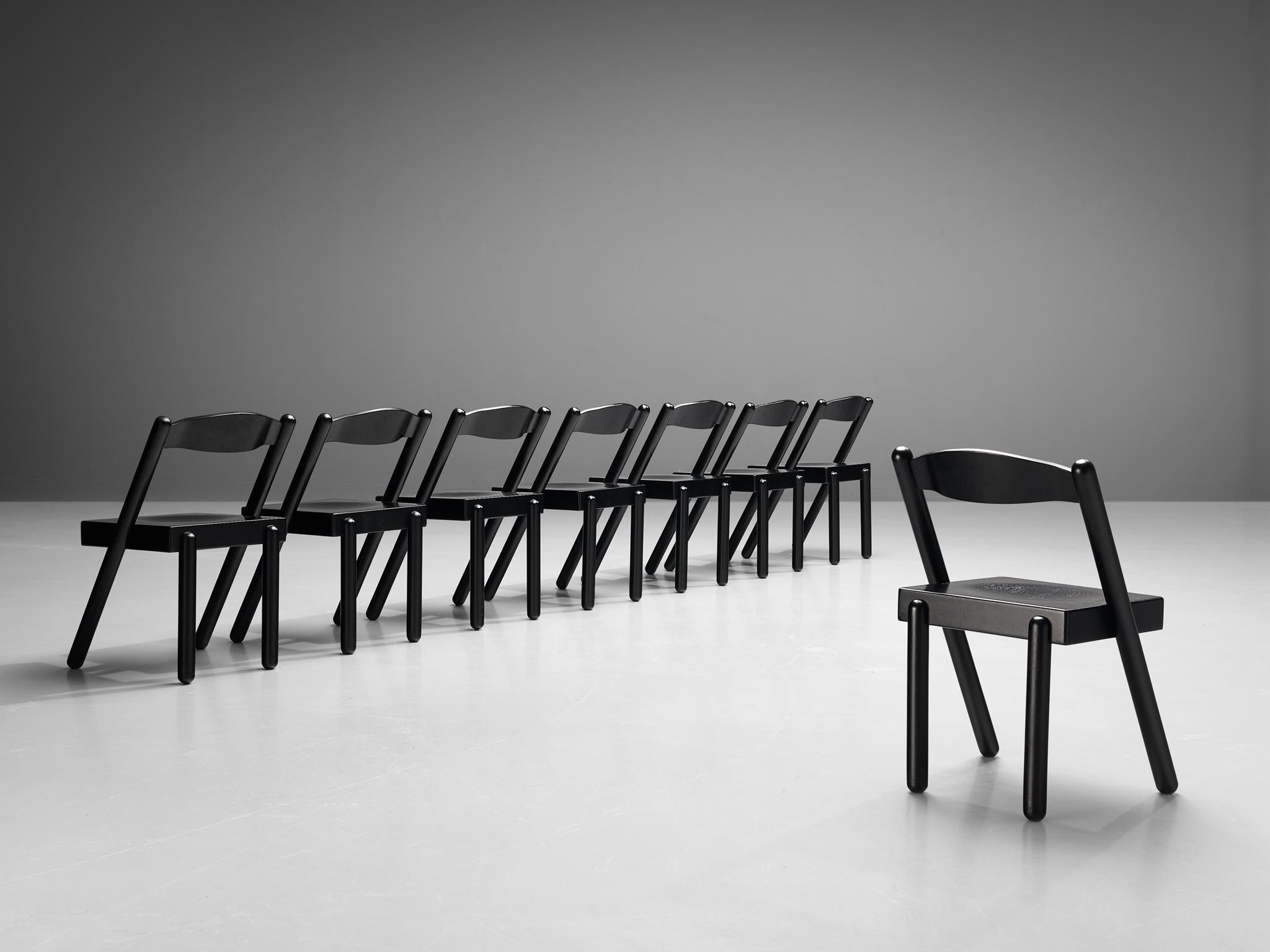 Renato Toso & Roberto Pamio für Stilwood, achtteiliges Hocker-Set aus gebeizter Esche in gebeizter Esche im Angebot 4