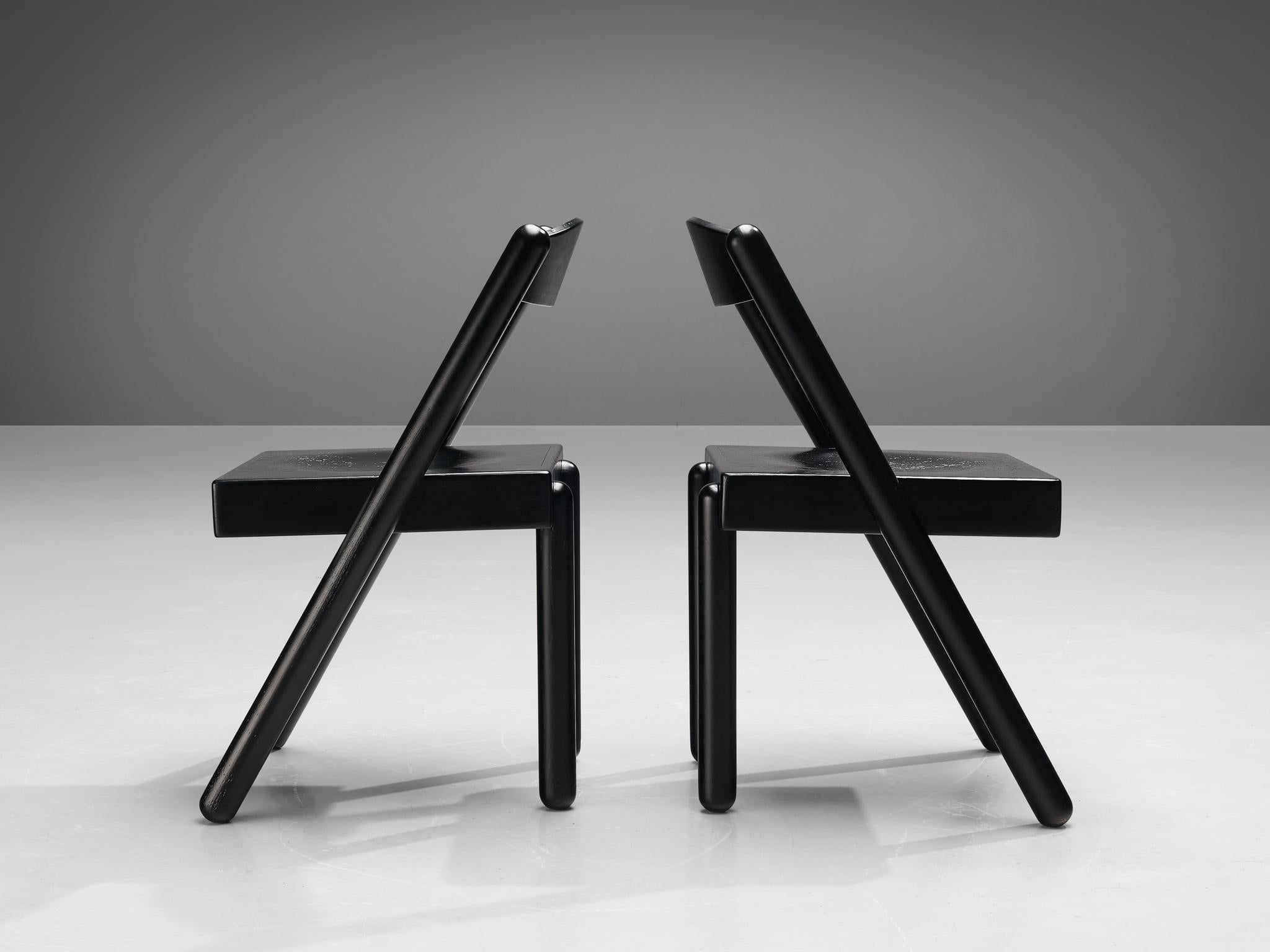 Renato Toso & Roberto Pamio für Stilwood, achtteiliges Hocker-Set aus gebeizter Esche in gebeizter Esche (Postmoderne) im Angebot