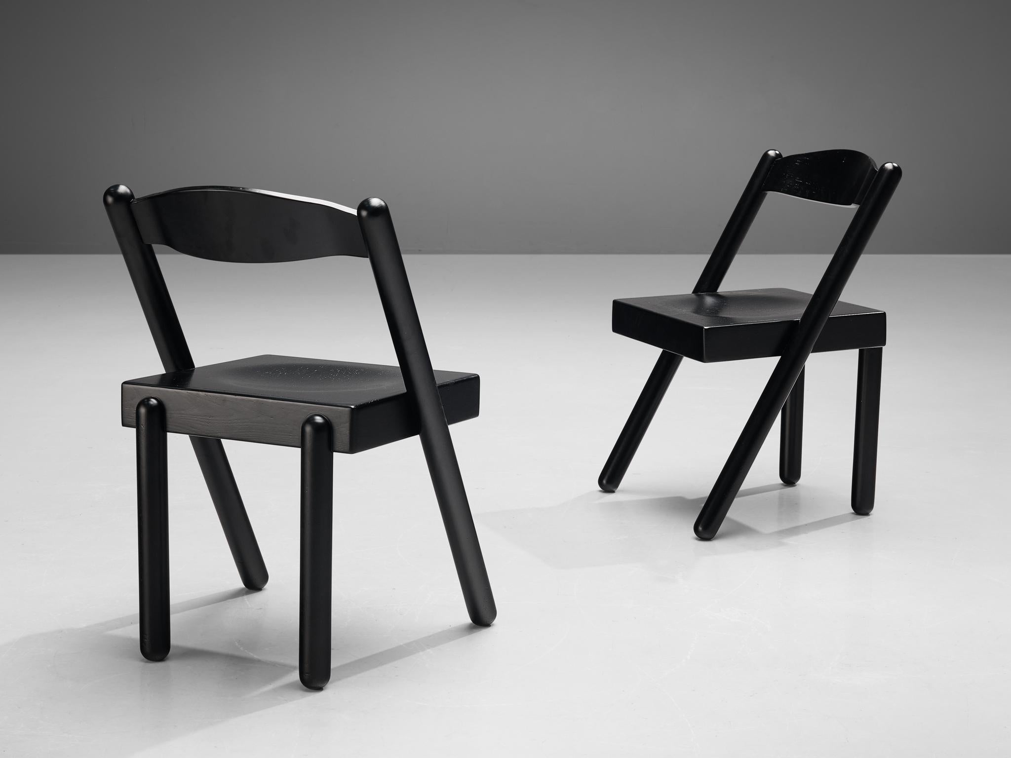 Renato Toso & Roberto Pamio für Stilwood, achtteiliges Hocker-Set aus gebeizter Esche in gebeizter Esche im Angebot 1