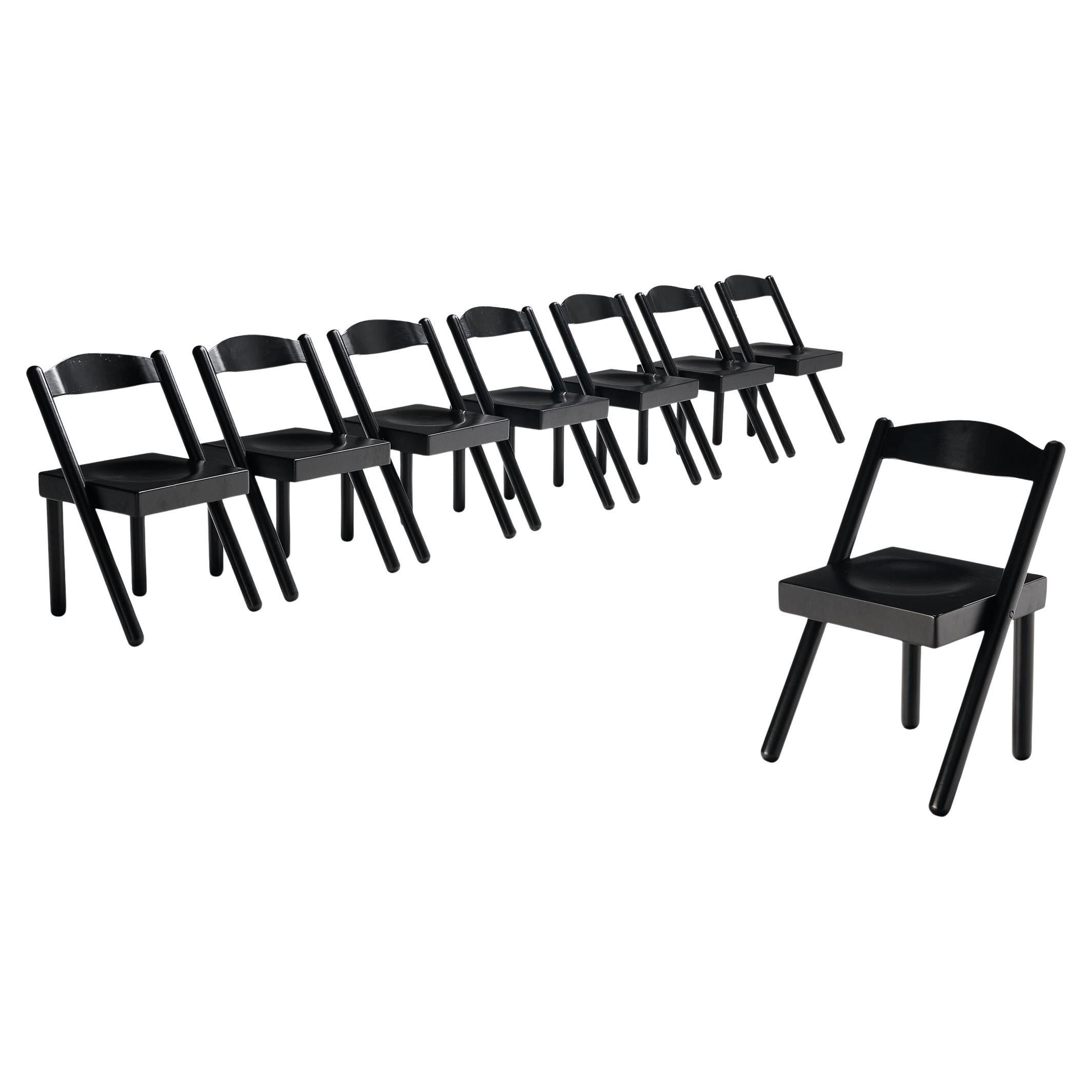 Renato Toso & Roberto Pamio for Stilwood Set of Eight Stools in Stained Ash