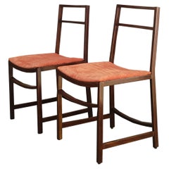Renato Venturi für Mim, Paar orangefarbene Stoff- und Holzstühle, Italien 1960er Jahre
