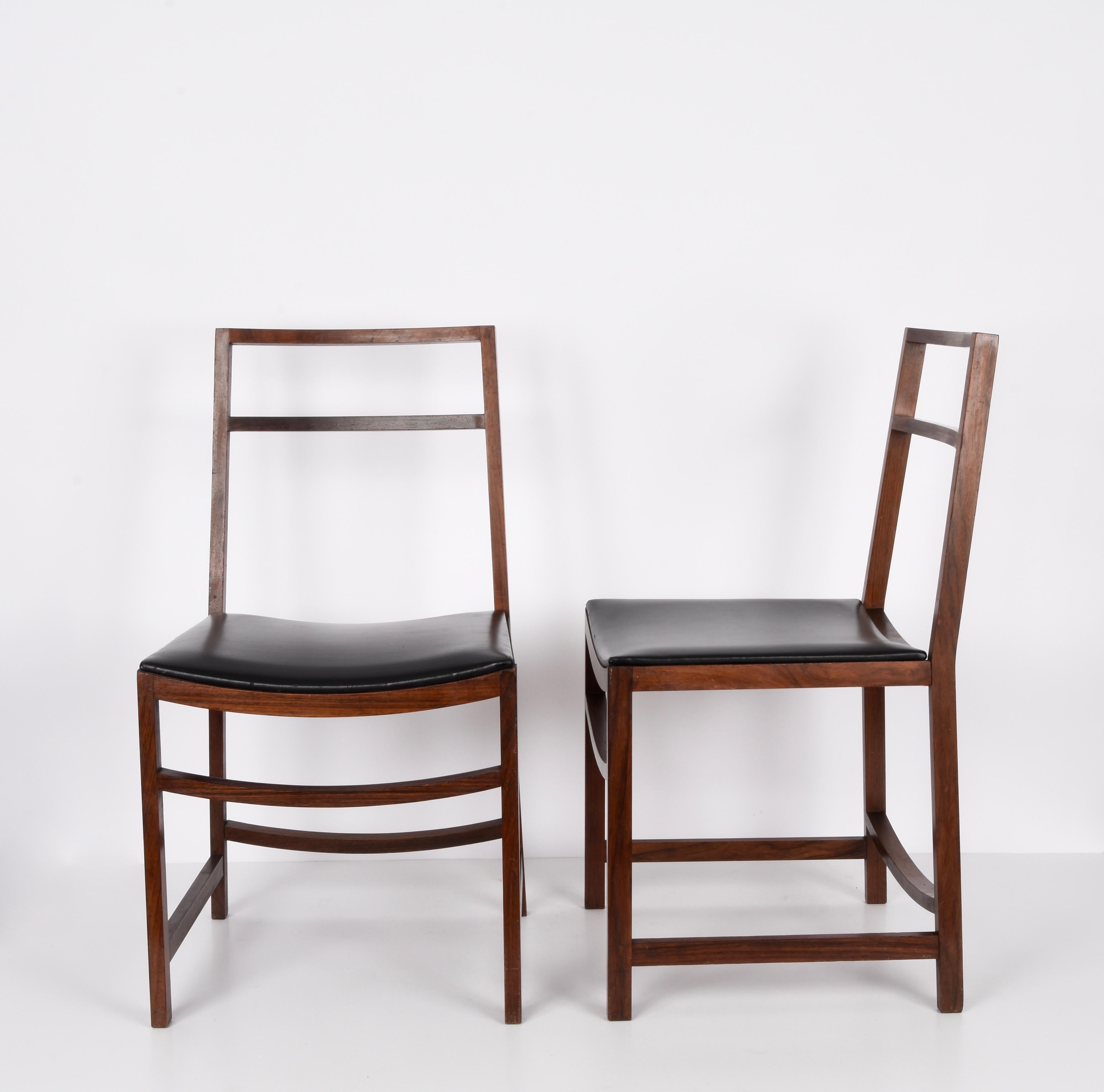 Renato Venturi Midcentury Set of Italian Wood Dining Chairs for MIM Roma, 1960s 4