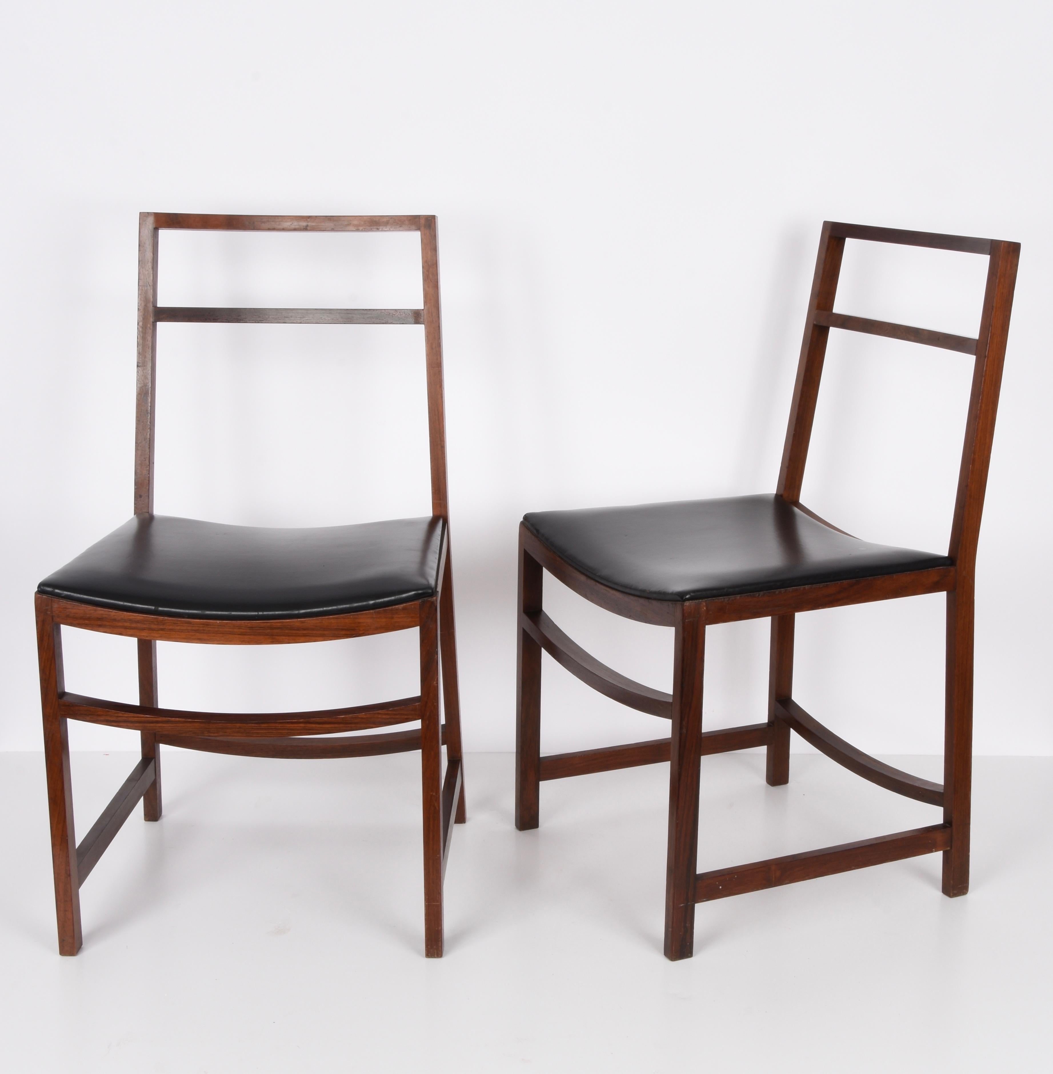 Renato Venturi Midcentury Set of Italian Wood Dining Chairs for MIM Roma, 1960s 1