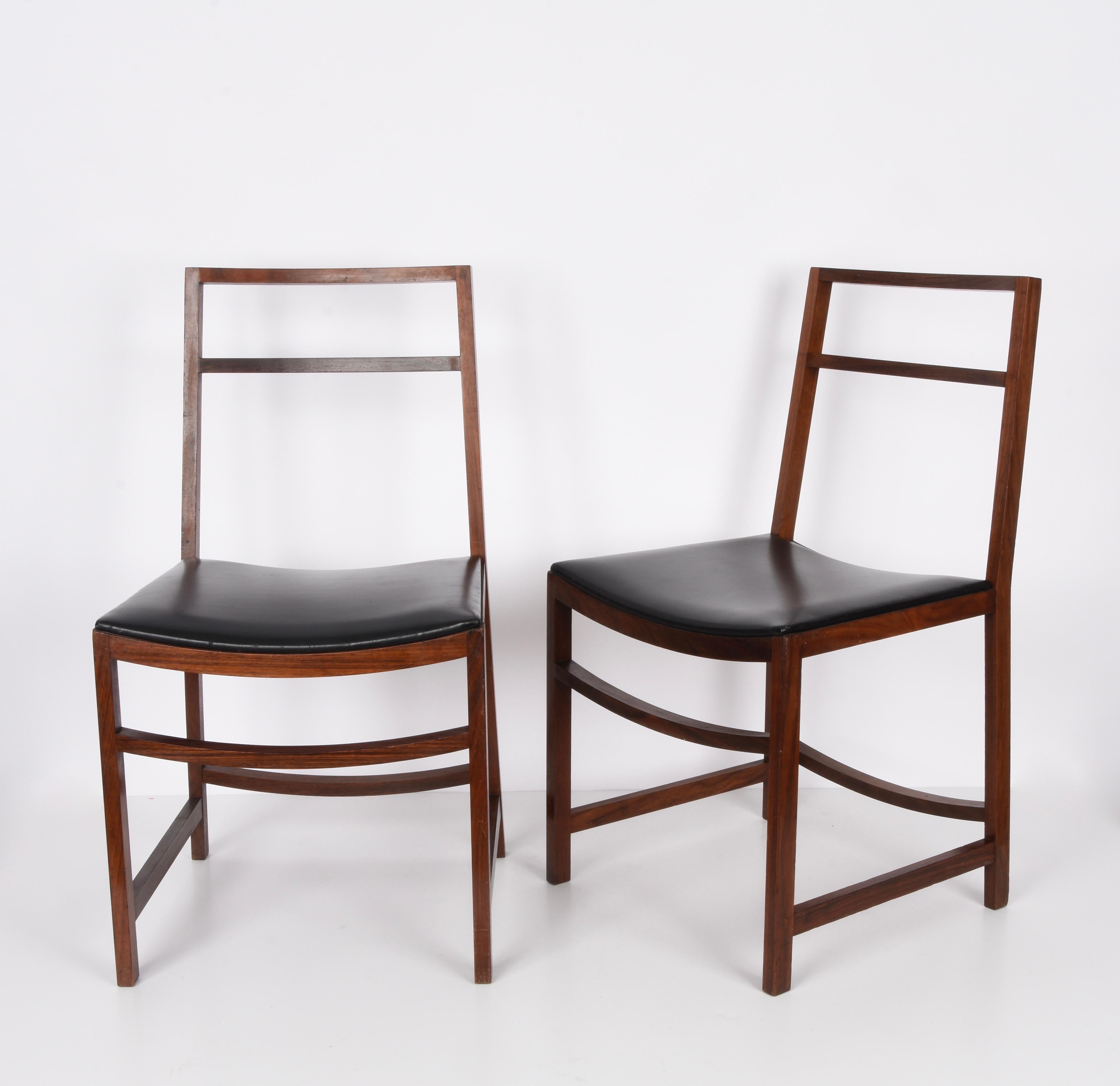 Renato Venturi Midcentury Set of Italian Wood Dining Chairs for MIM Roma, 1960s 2