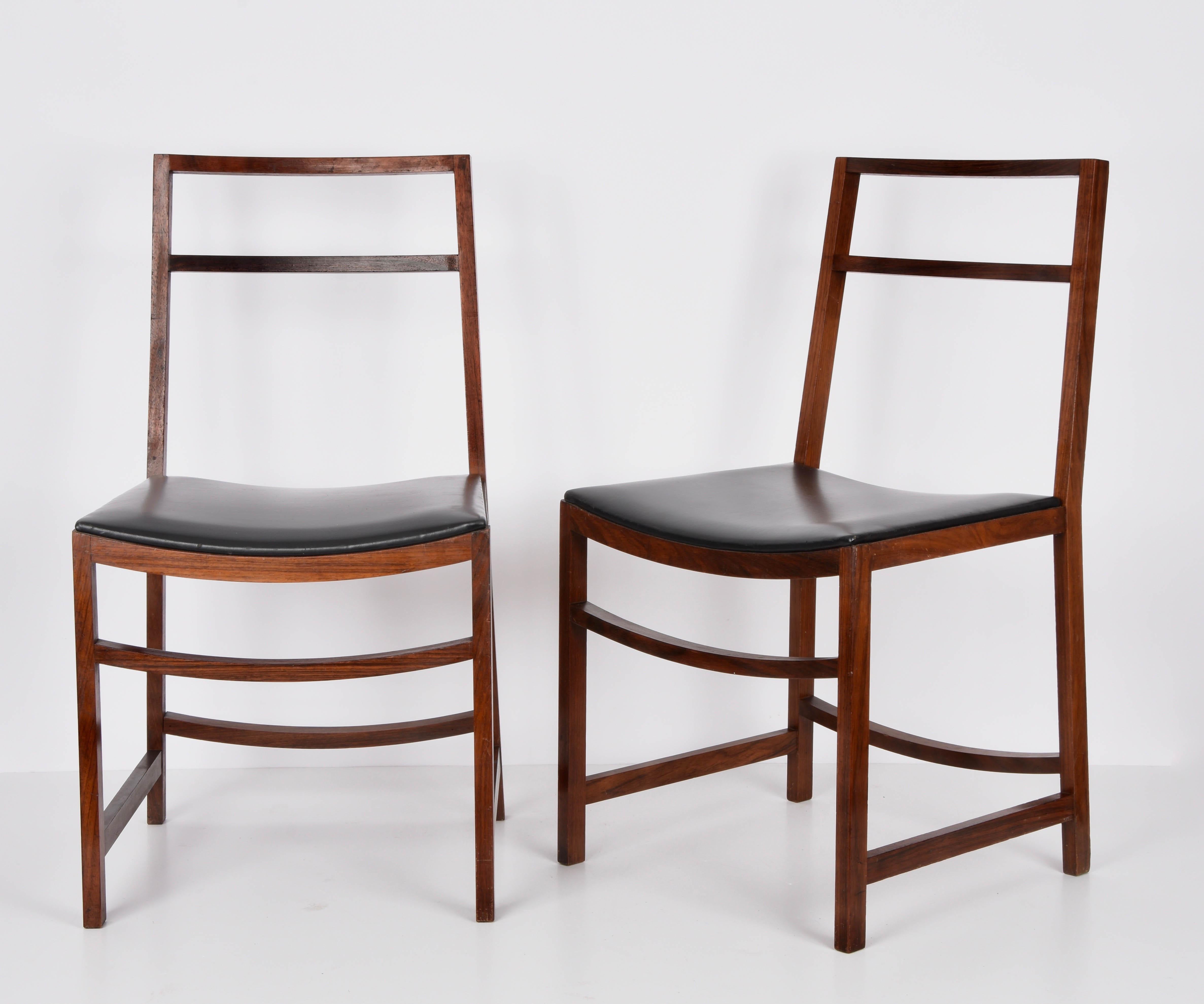 Renato Venturi Midcentury Set of Italian Wood Dining Chairs for MIM Roma, 1960s 3